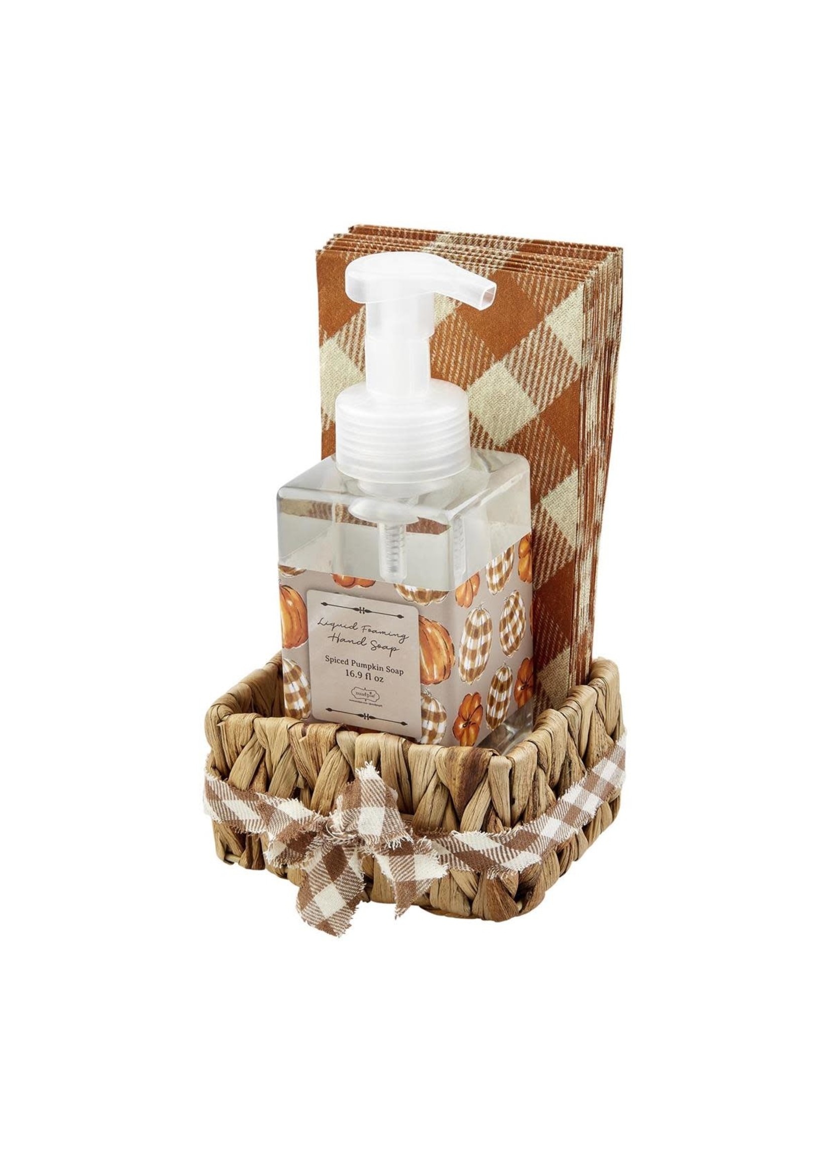 Mud Pie Welcome Fall Soap & Guest Towel Basket Set