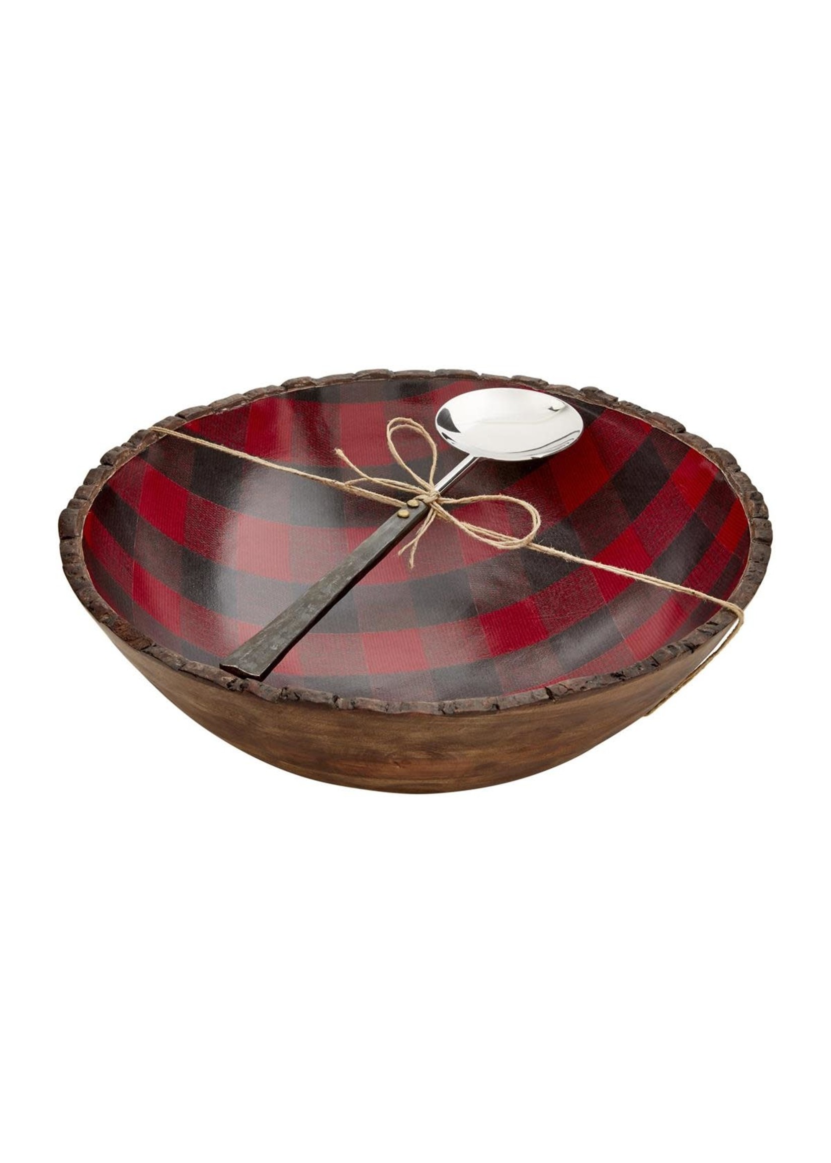 Mud Pie Red Check Bark Serving Bowl Set