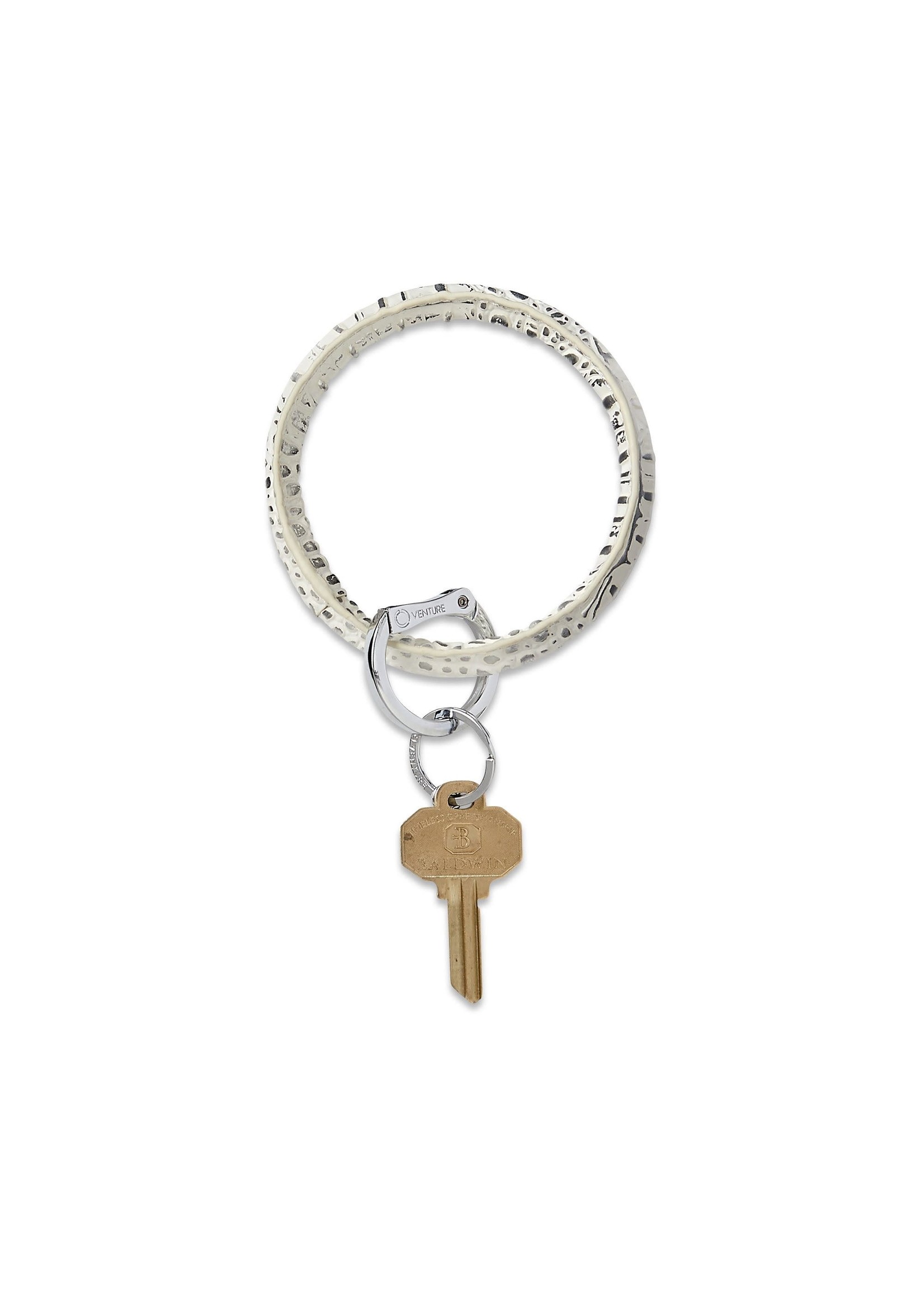 Oventure Leather Big O® Key Ring  in Quicksilver of Metallic Croc Collection