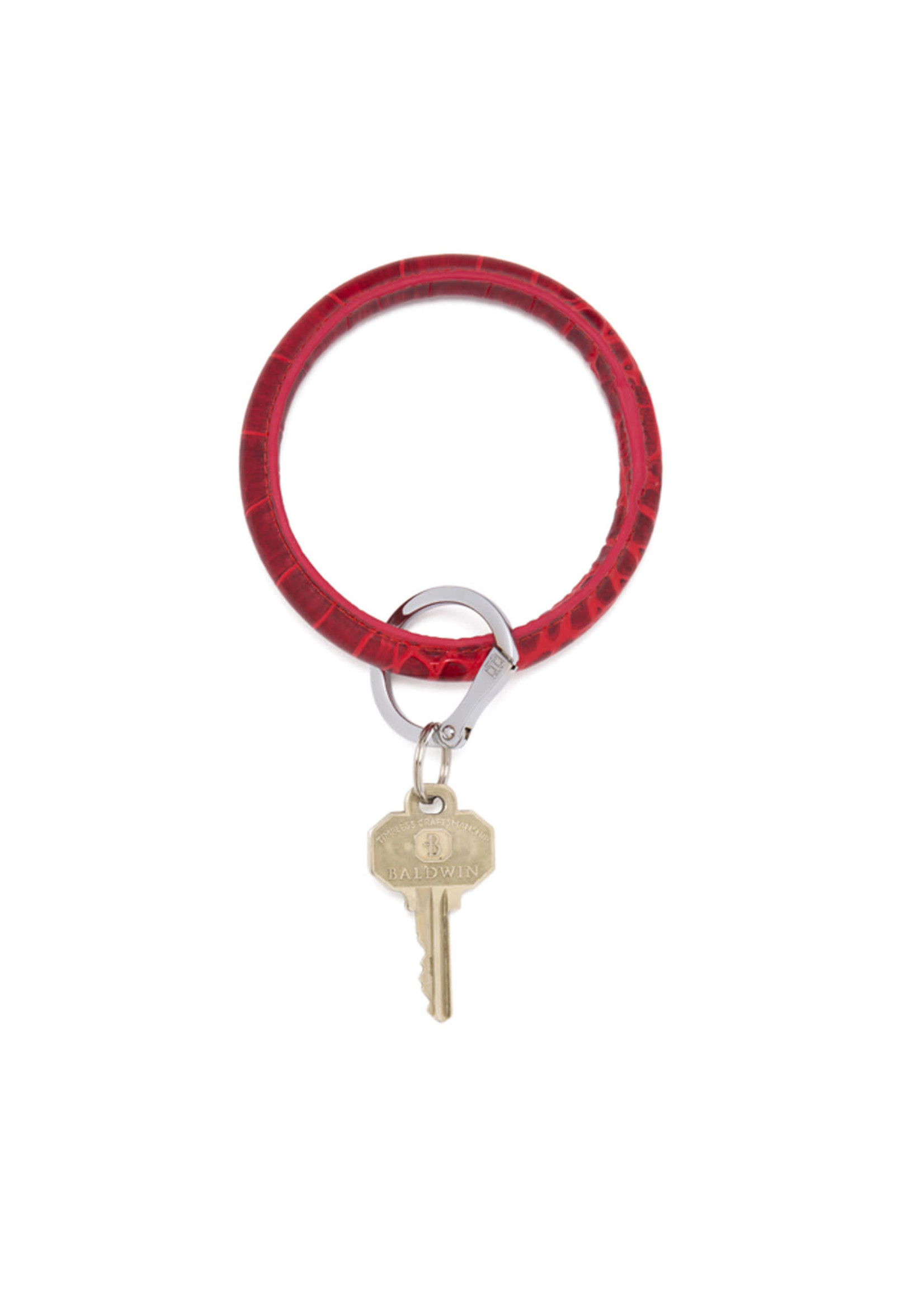 Oventure Leather Big O® Key Ring  in Cherry On Top Croc of Croc-Embossed Collection