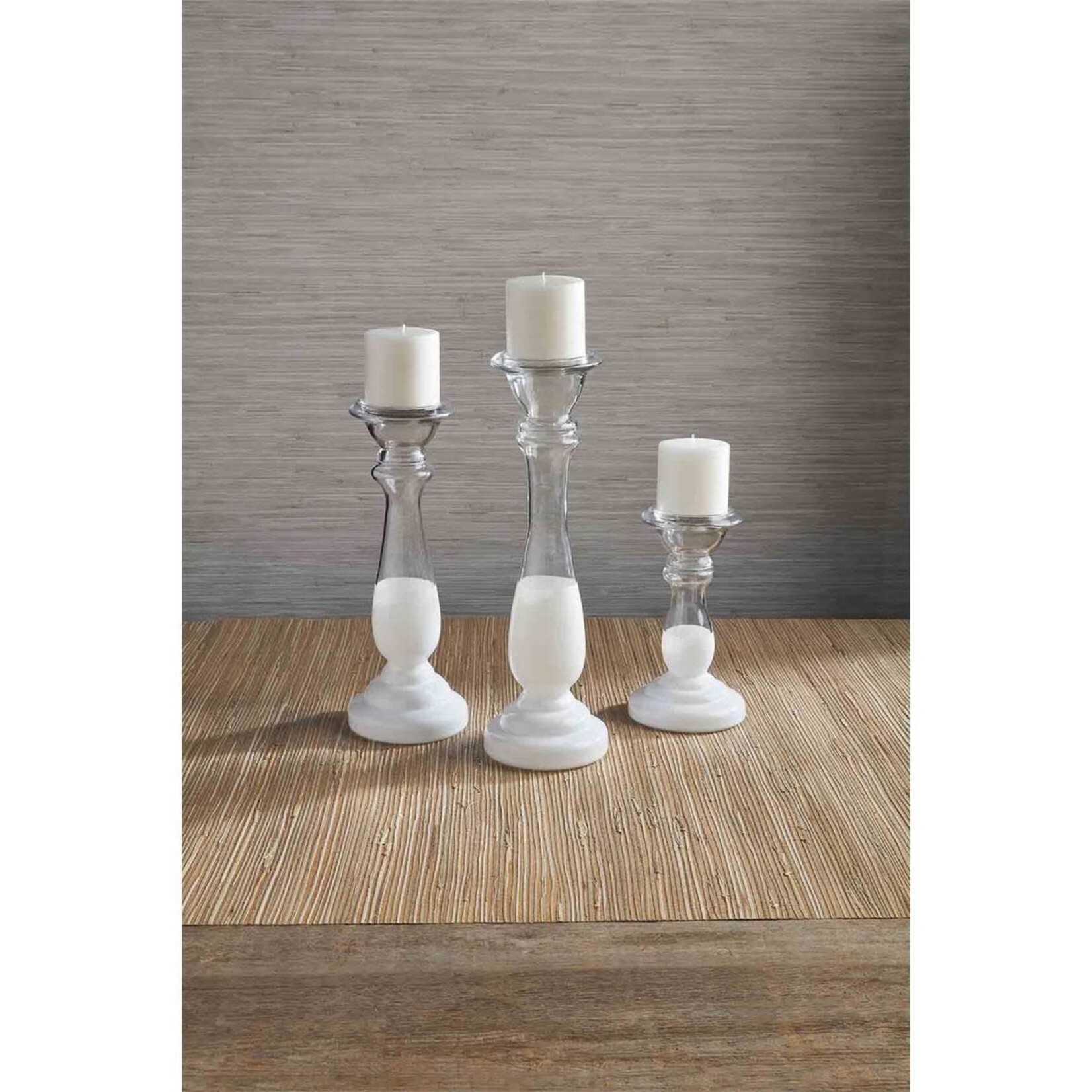 Mud Pie Medium White Glass Candle Holder