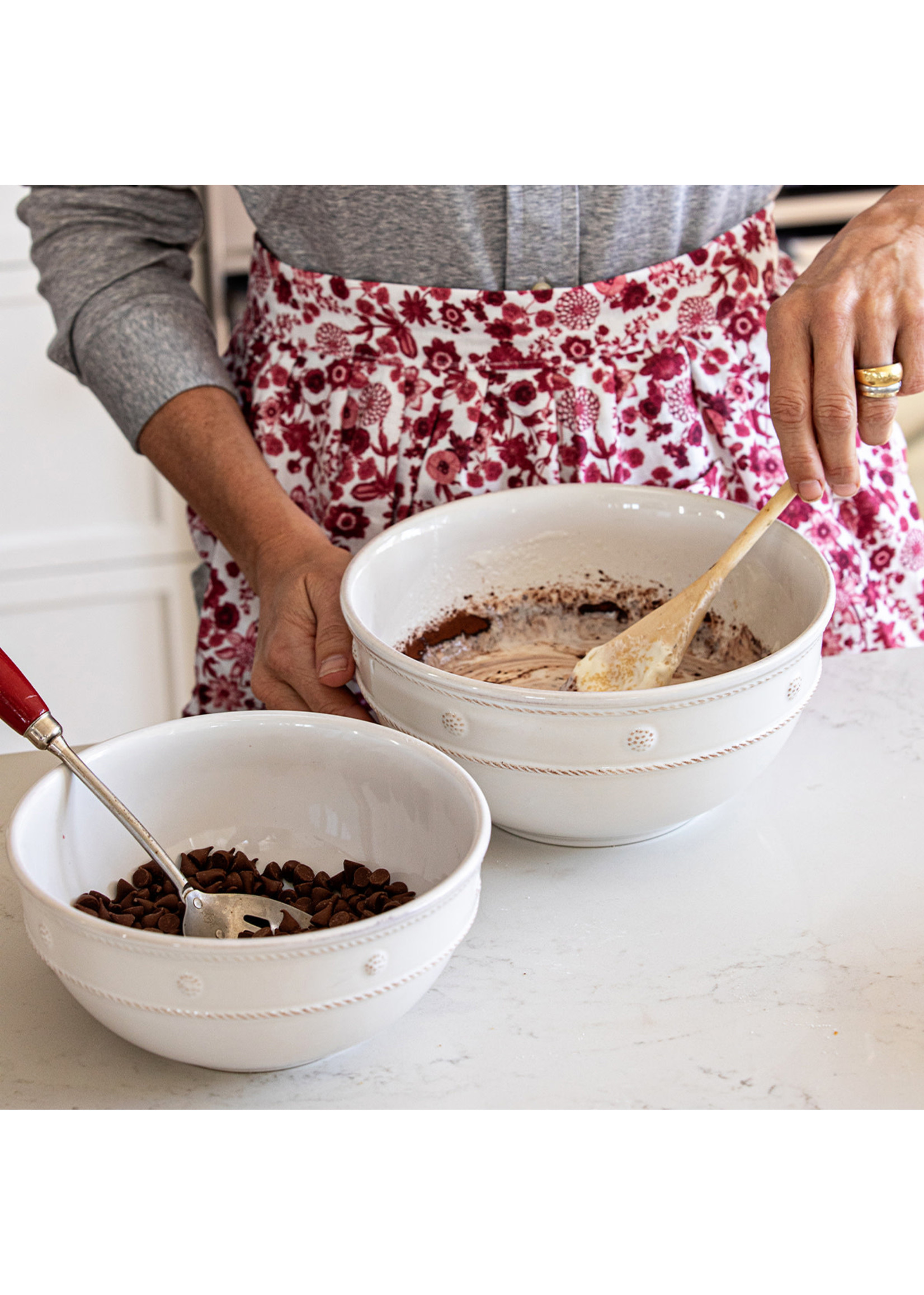 Juliska Berry & Thread Whitewash Nesting Serving/Mixing Bowls Set/3