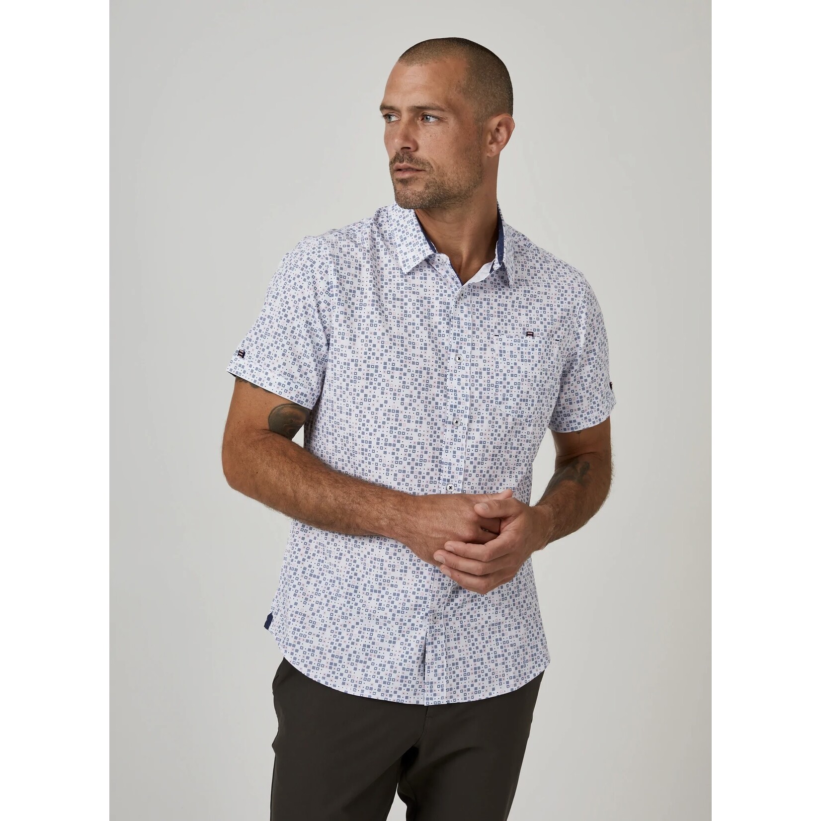 7DIAMONDS Fancy Like Short Sleeve Shirt White