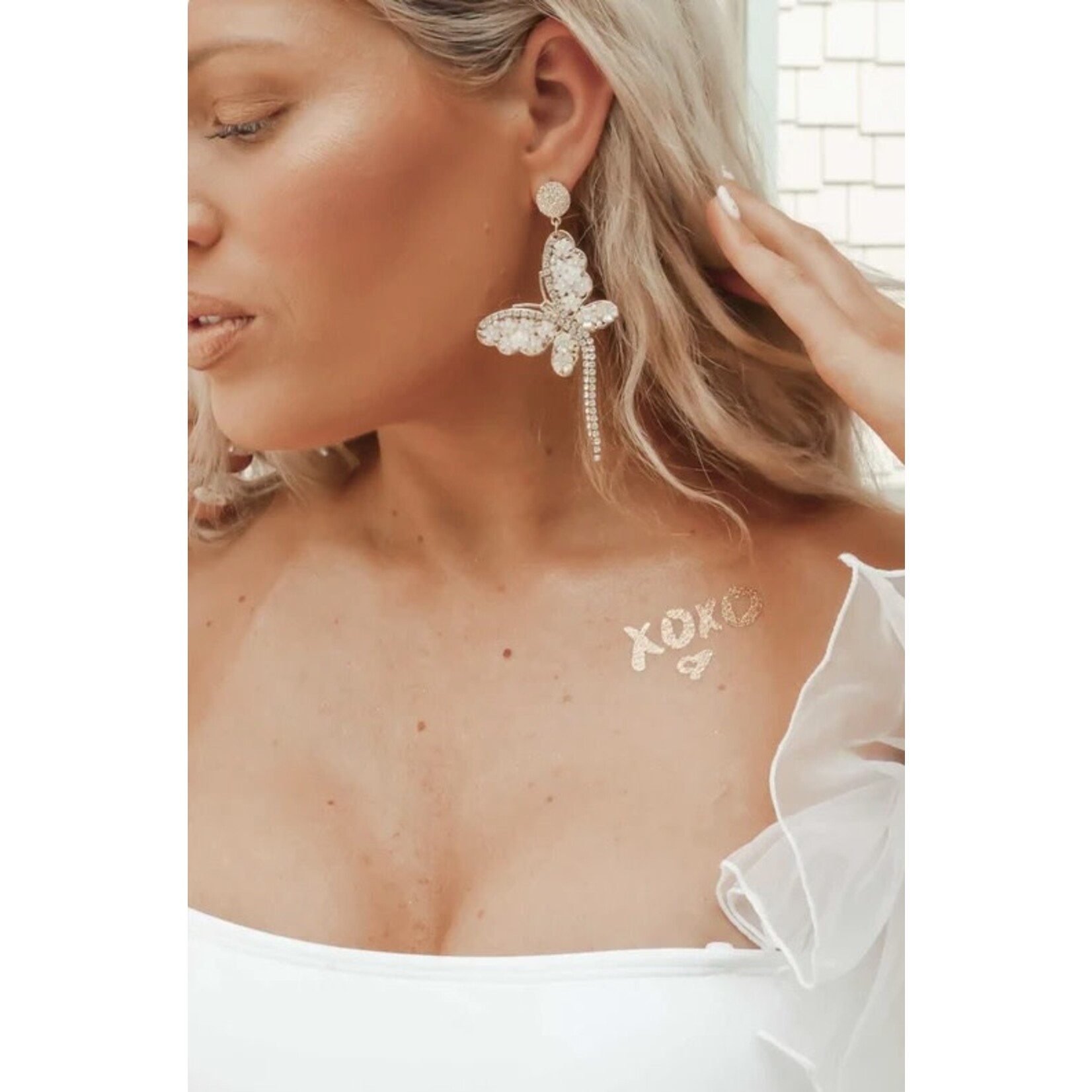 Taylor Shaye Designs Lightweight Butterfly Drops-White