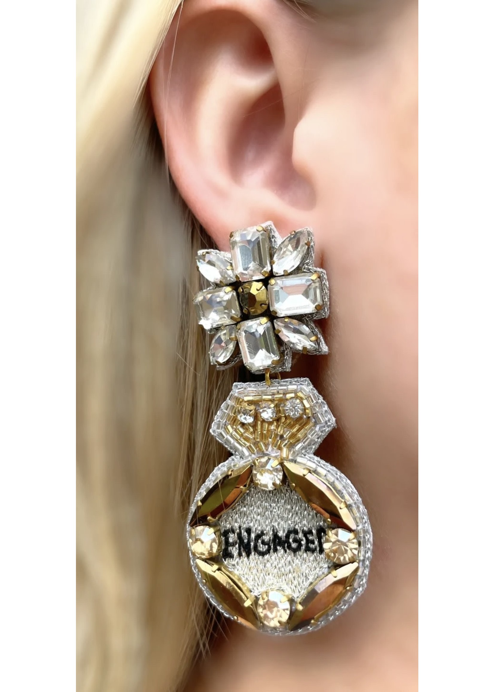 Taylor Shaye Designs Beaded Engaged Ring Earrings