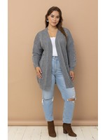 Cozy Co. Rib and Cable Knit Open Cardigan with Pockets- Natural