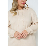 Cozy Co. Soft Knit Hooded Sweater Dress- Latte