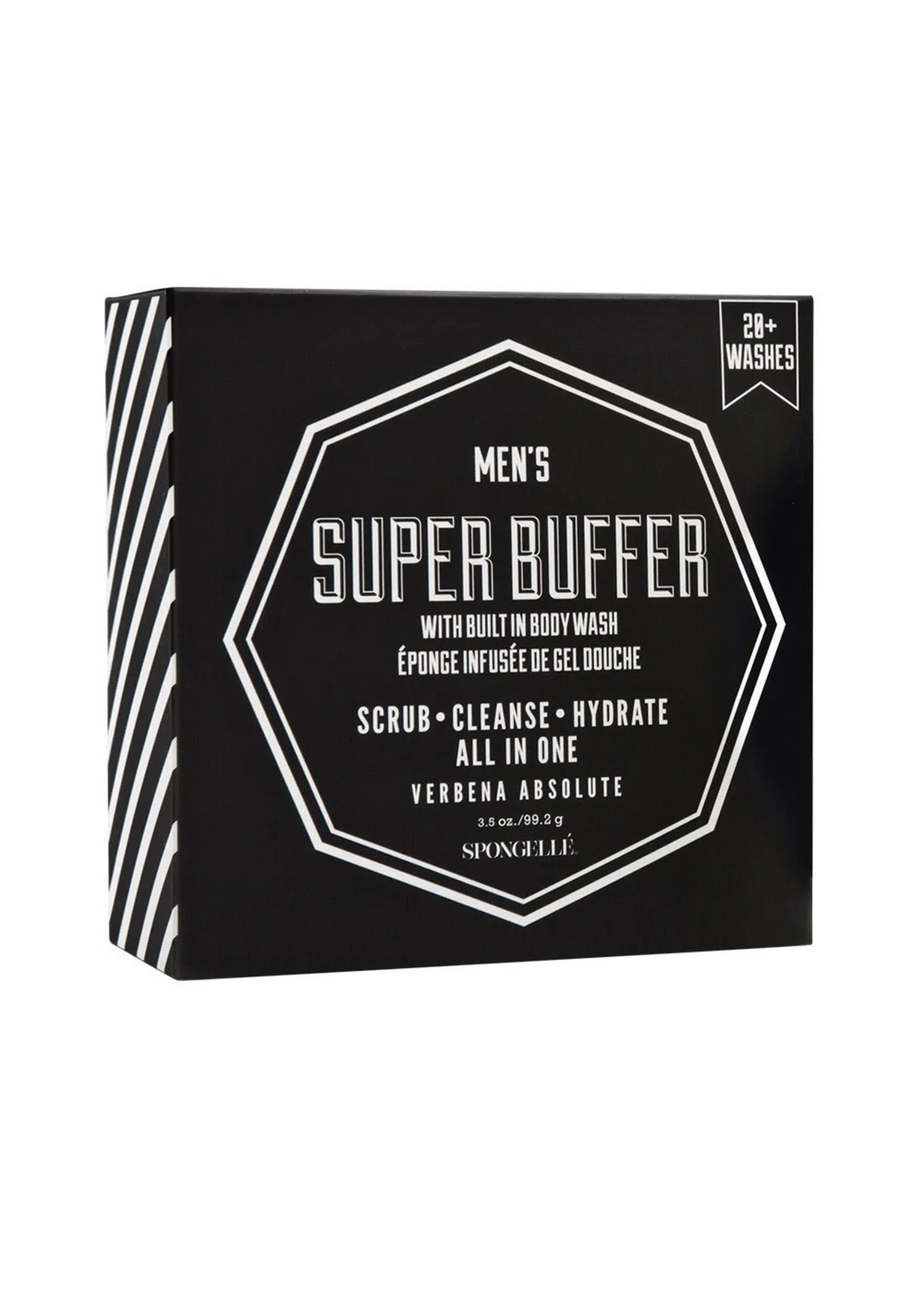 Spongelle MEN'S SUPER BUFFER VERBENA ABSOLUTE BLACK (20+ washes)