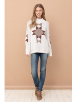 Cozy Co. Geo Print High Neck Sweater- Oatmeal