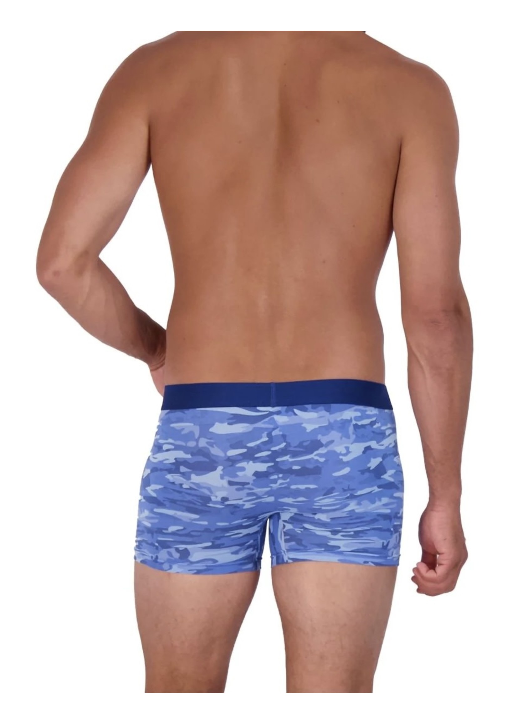 Wood Underwear Boxer Brief with Fly in Blue Camo