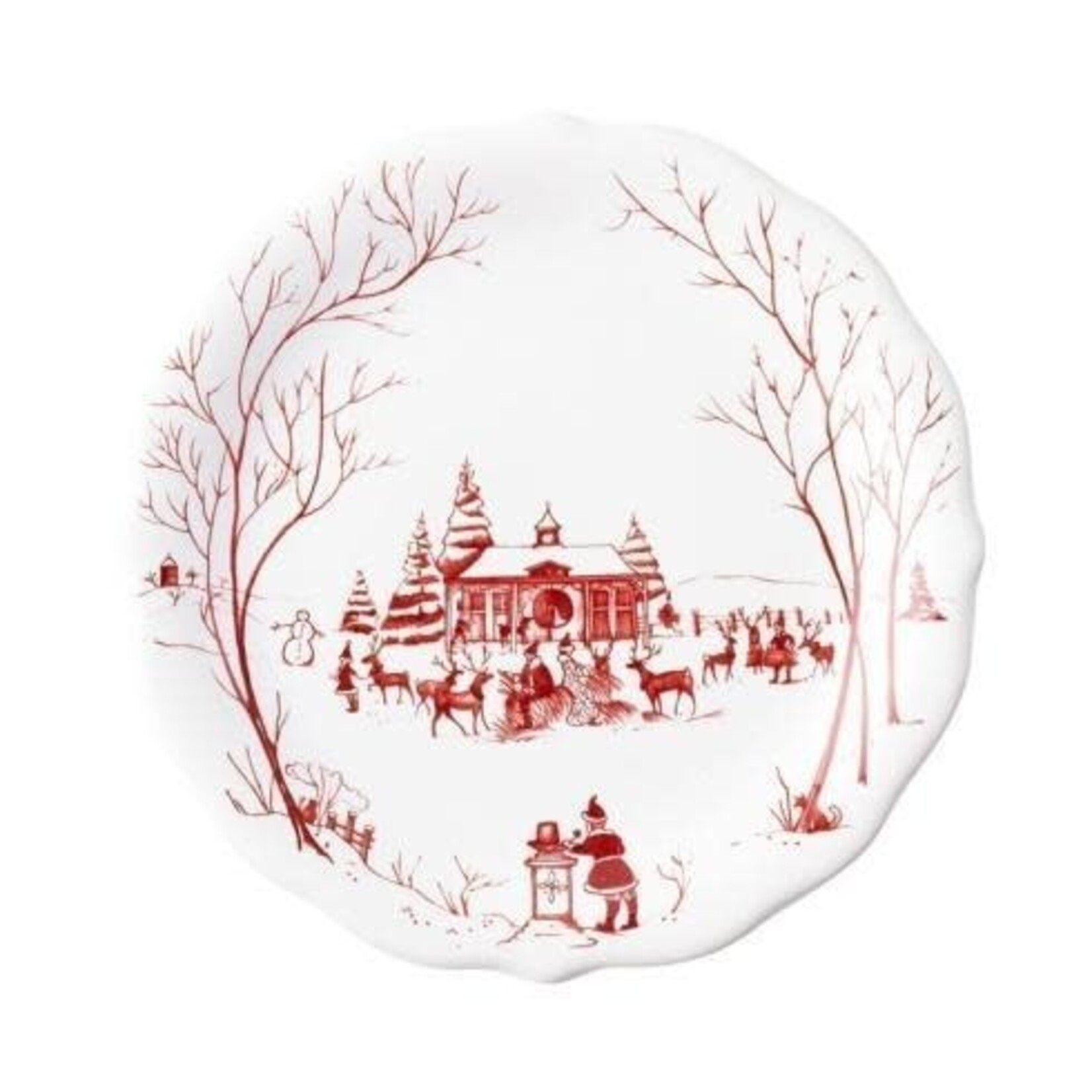 Juliska Country Estate Winter Frolic Ruby "Mr. & Mrs. Claus" Party Plates Set/4