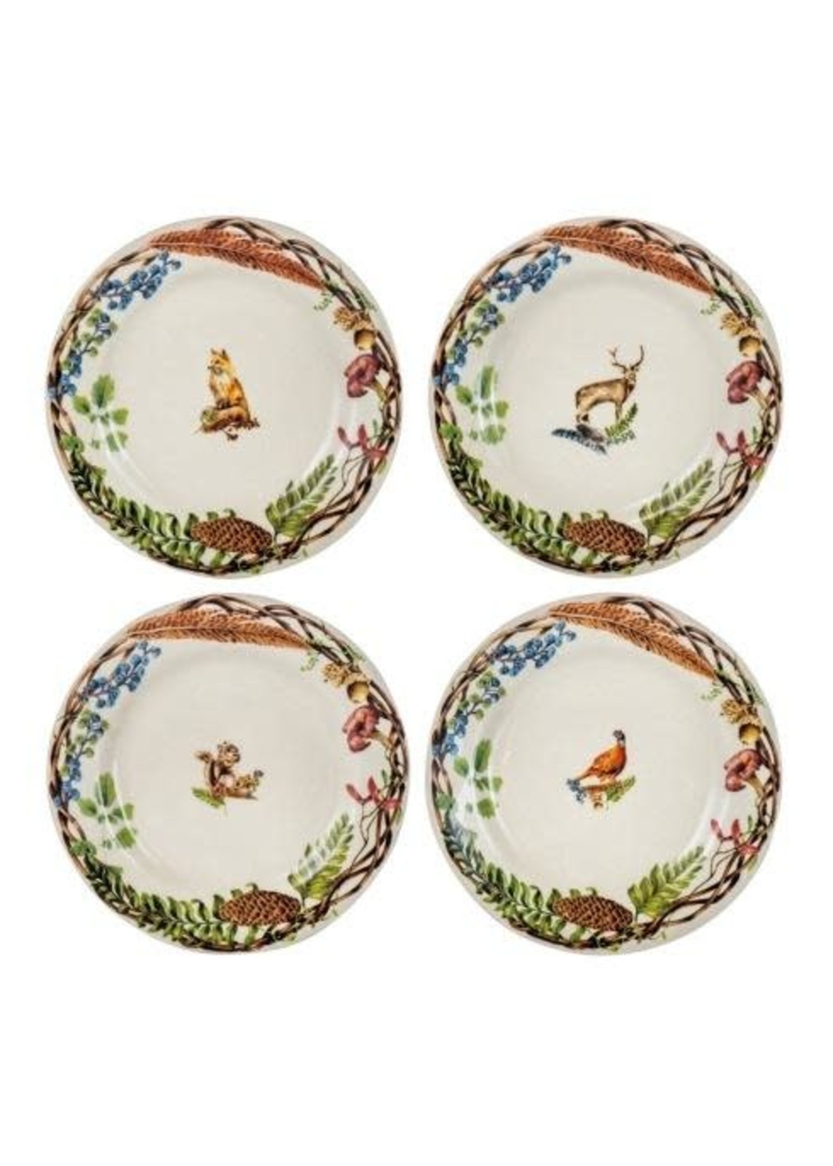 Juliska Forest Walk Cafe’ Au Lait Dessert/Salad Plate, Assorted Set of 4