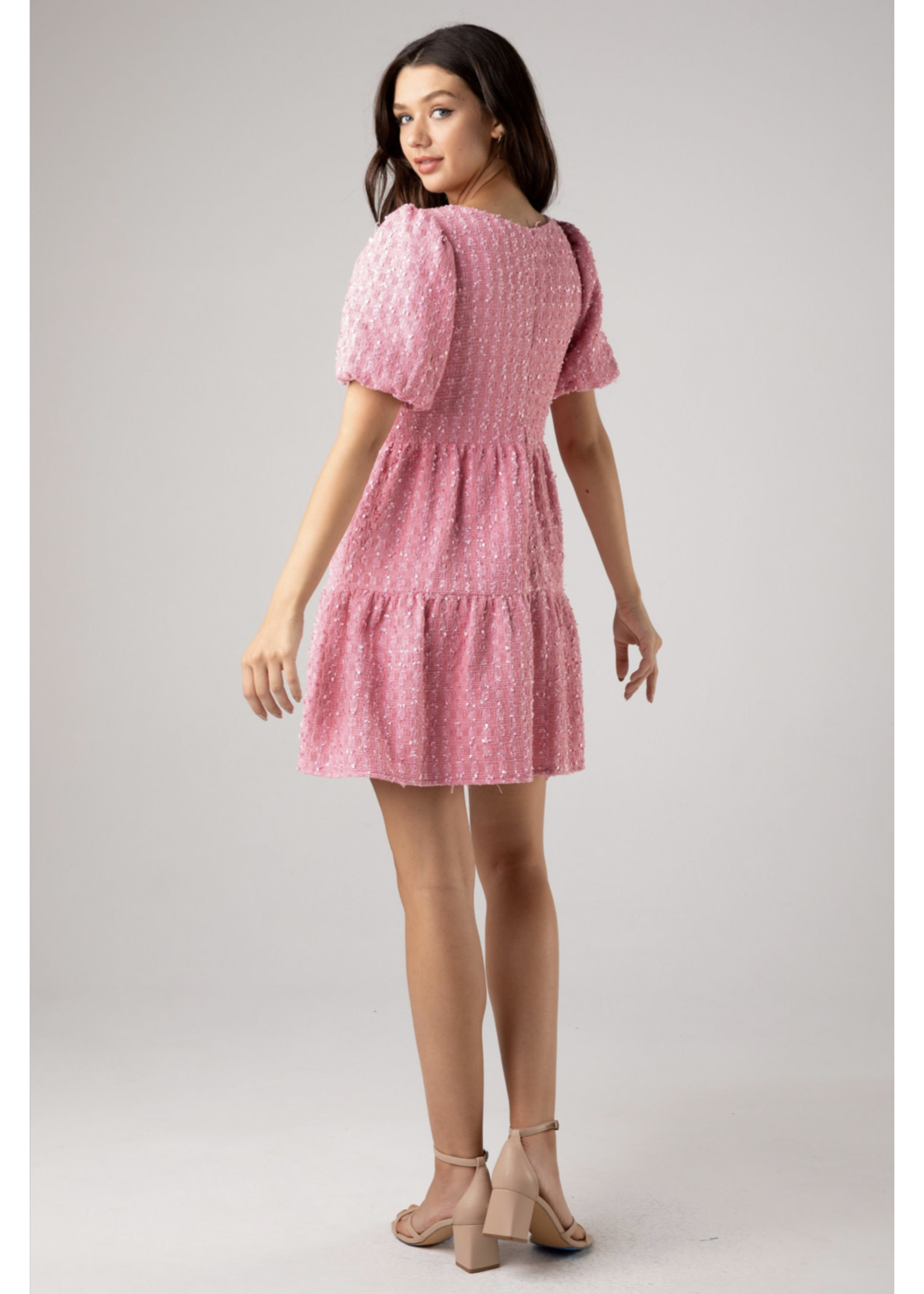 Dance & Marvel Pink Tweed Mini Dress