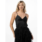 Dance & Marvel BLACK KNOTTED SATIN CAMISOLE TOP