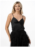 Dance & Marvel BLACK KNOTTED SATIN CAMISOLE TOP