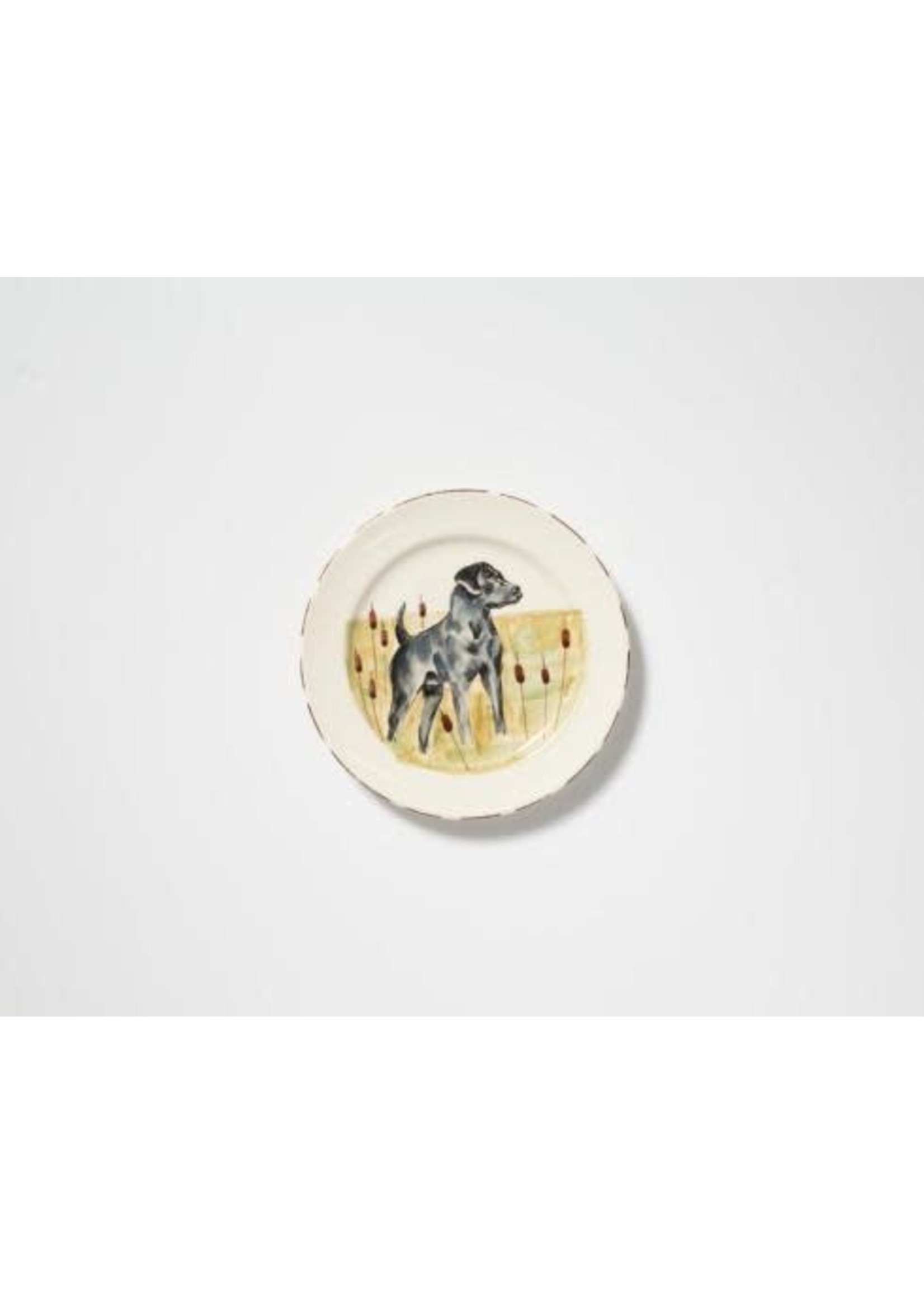 VIETRI Wildlife Black Hunting Dog Dinner Plate