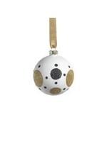 Zodax WHITE GLASS ORNAMENT WITH BLACK & GOLD PATTERN SMALL