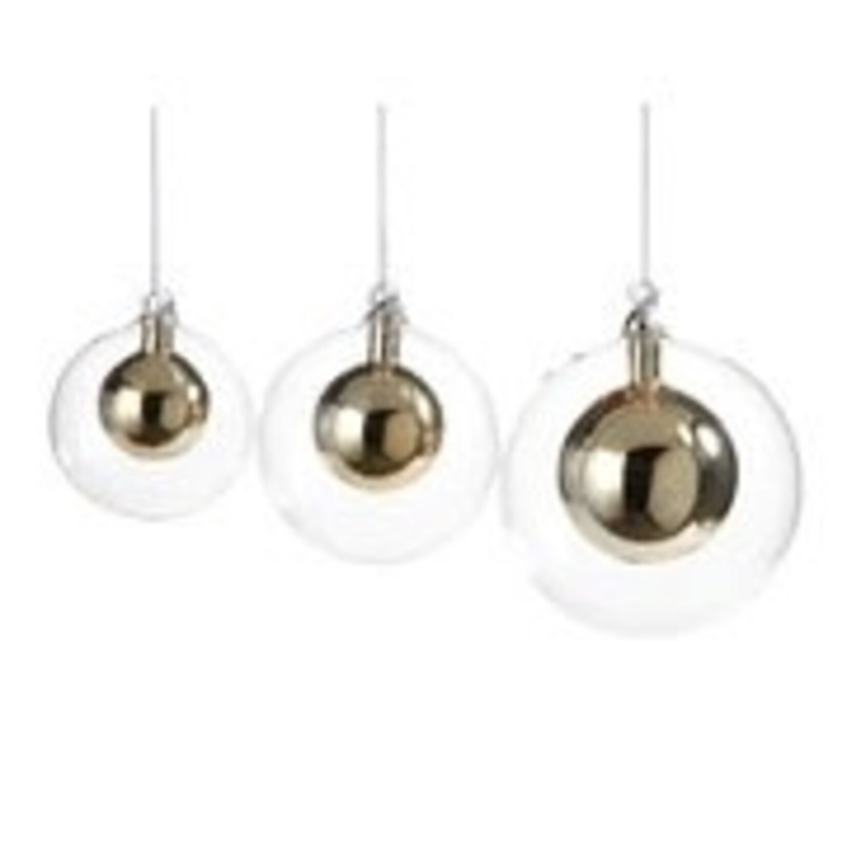 Zodax DOUBLE GLASS BALL ORNAMENT- GOLD/LARGE