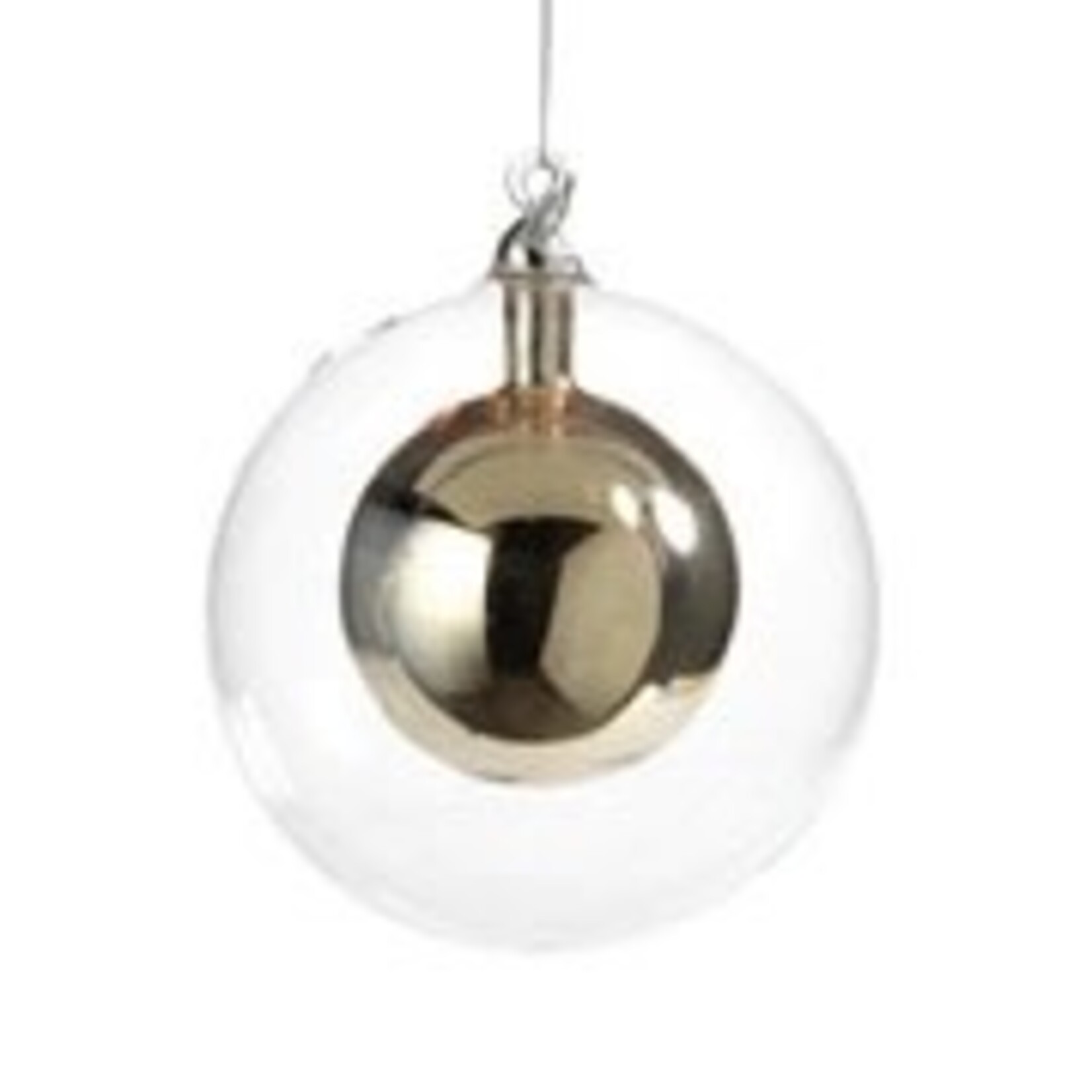 Zodax DOUBLE GLASS BALL ORNAMENT- GOLD/ SMALL