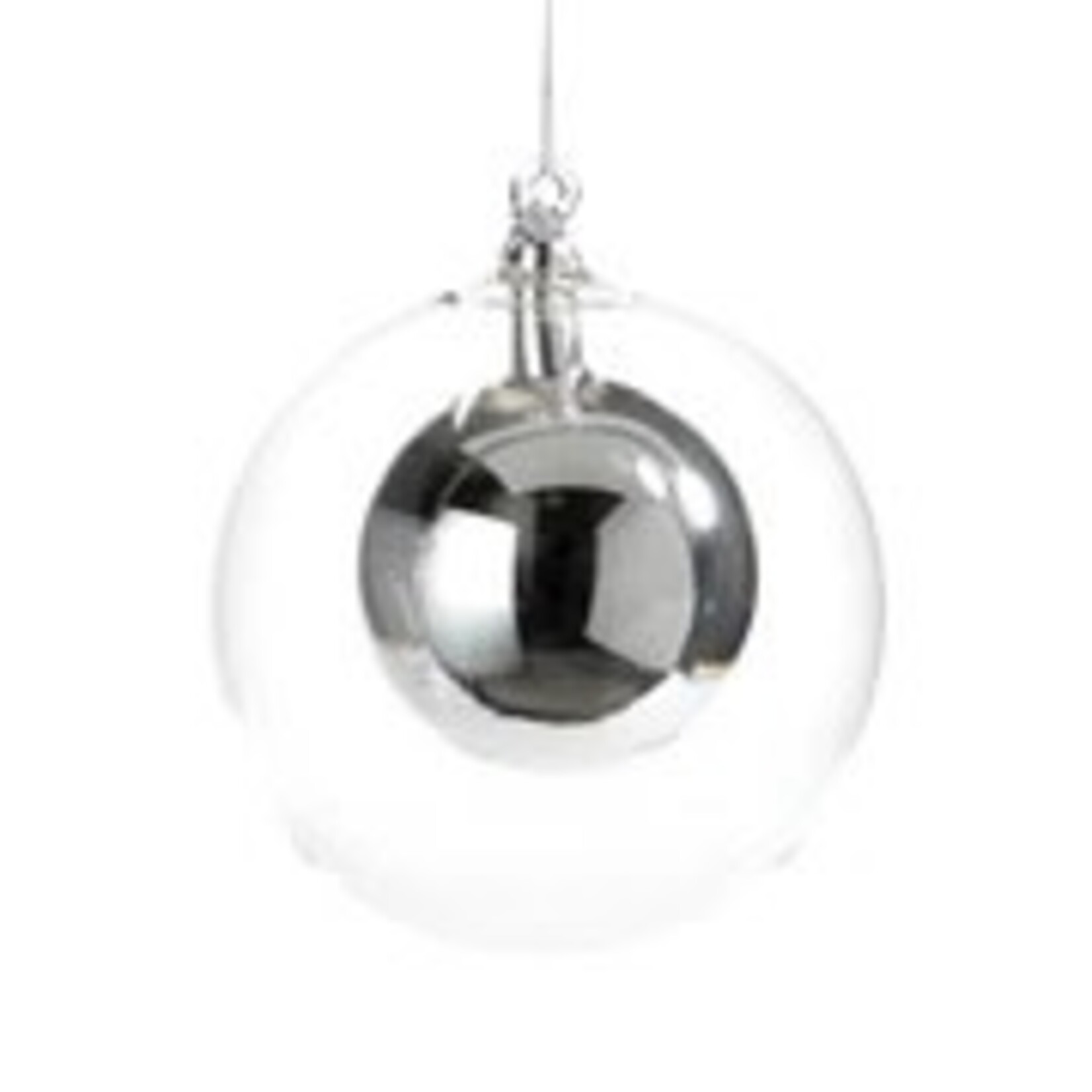 Zodax DOUBLE GLASS BALL ORNAMENT- SILVER/LARGE