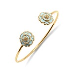 CAPUCINE DE WULF Capucine Enamel Blossom Wrap Bracelet in Turquoise