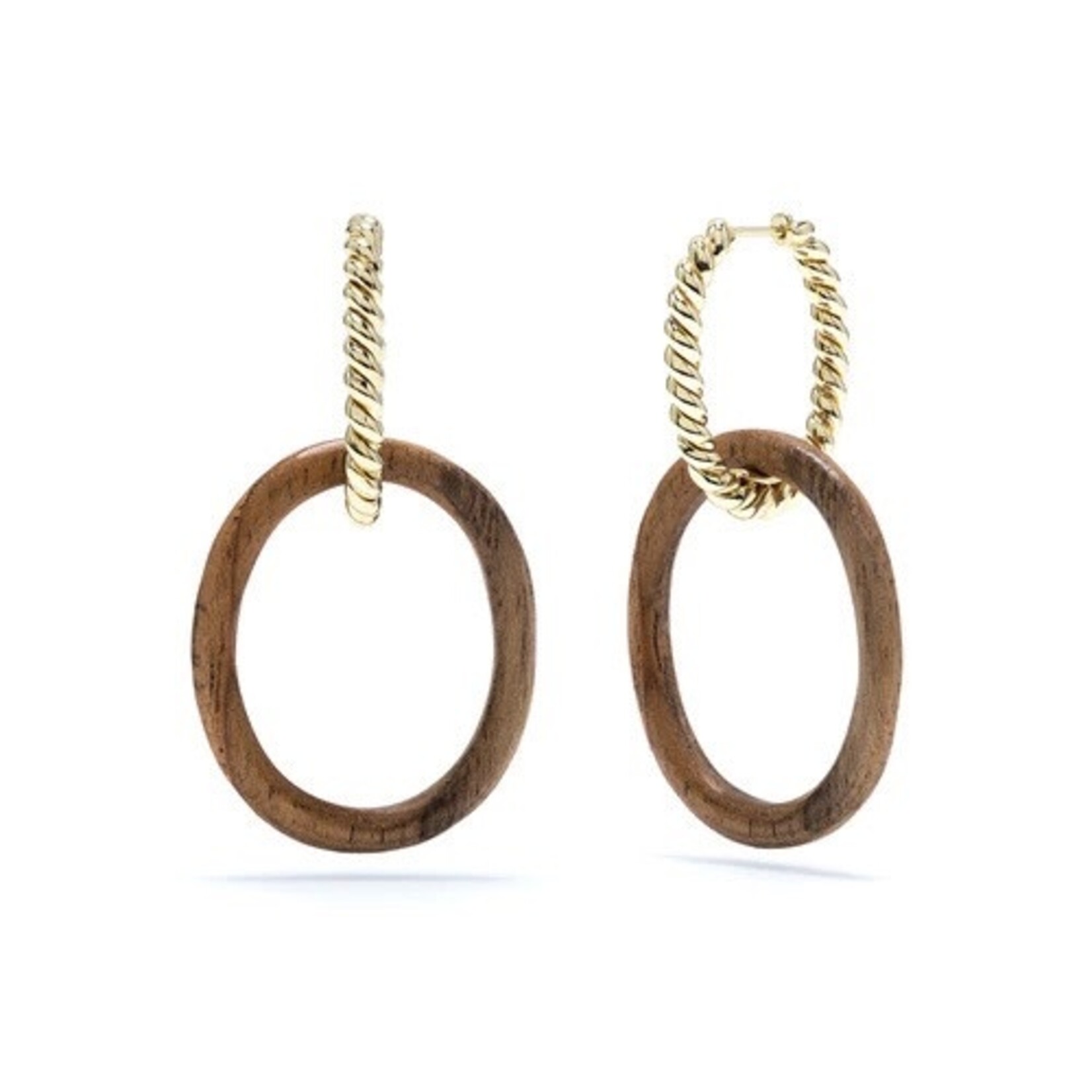 CAPUCINE DE WULF Earth Goddess Link Earrings in Teak