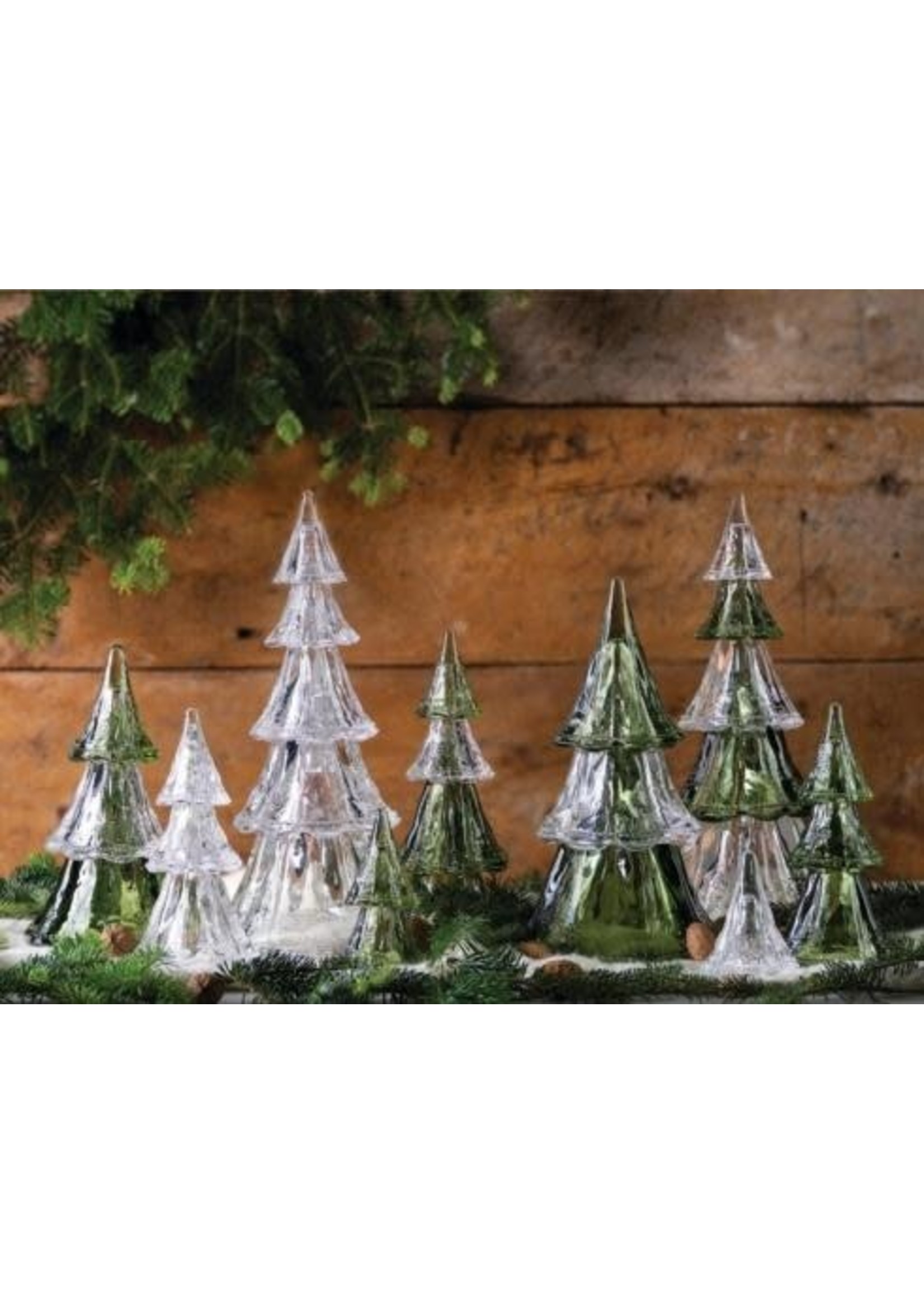 Juliska Holiday Home Decor Berry & Thread Evergreen 10.5" Stackable Glass Trees