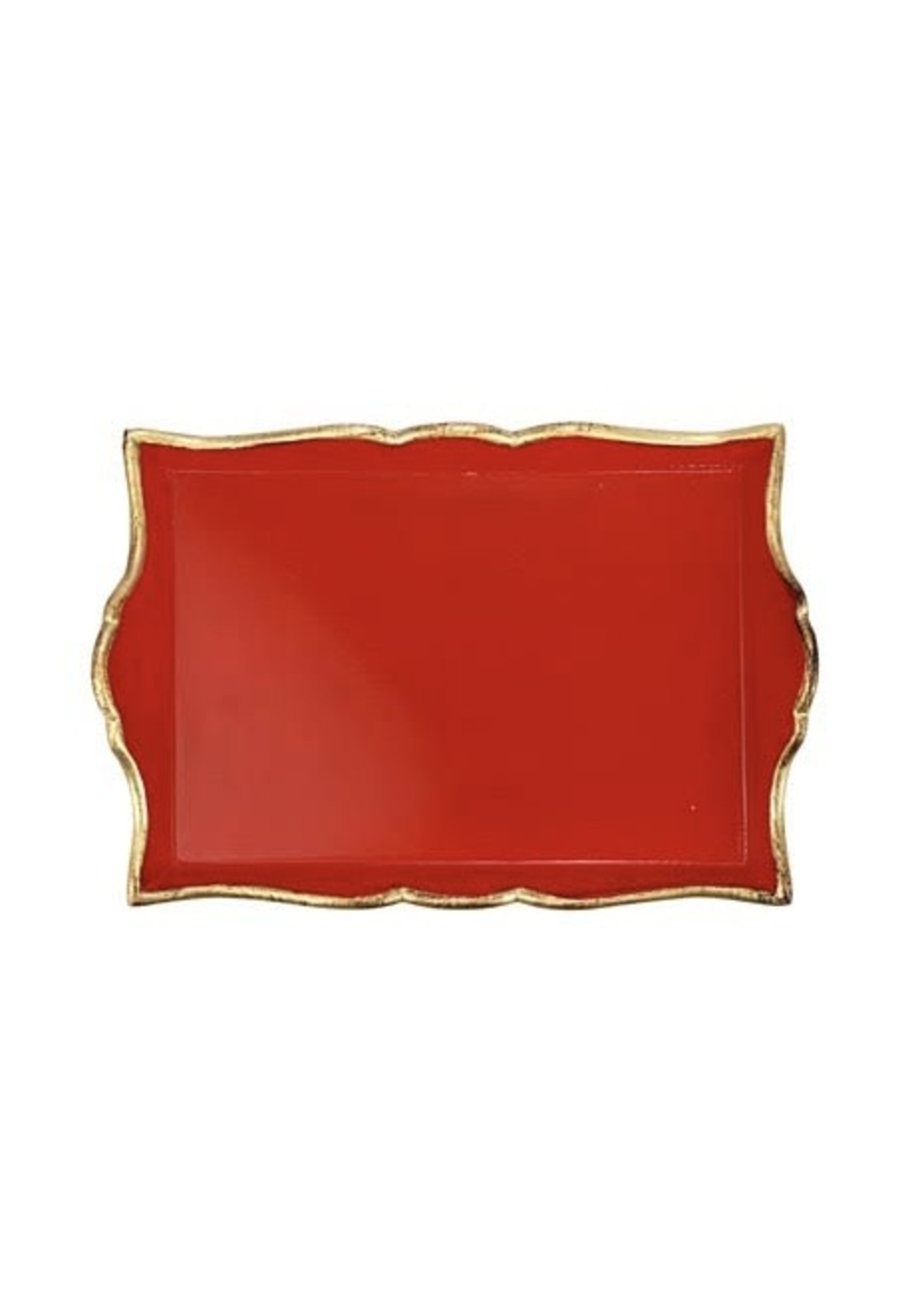 VIETRI Florentine Wooden Accessories Red & Gold Handled Small Rectangular Tray