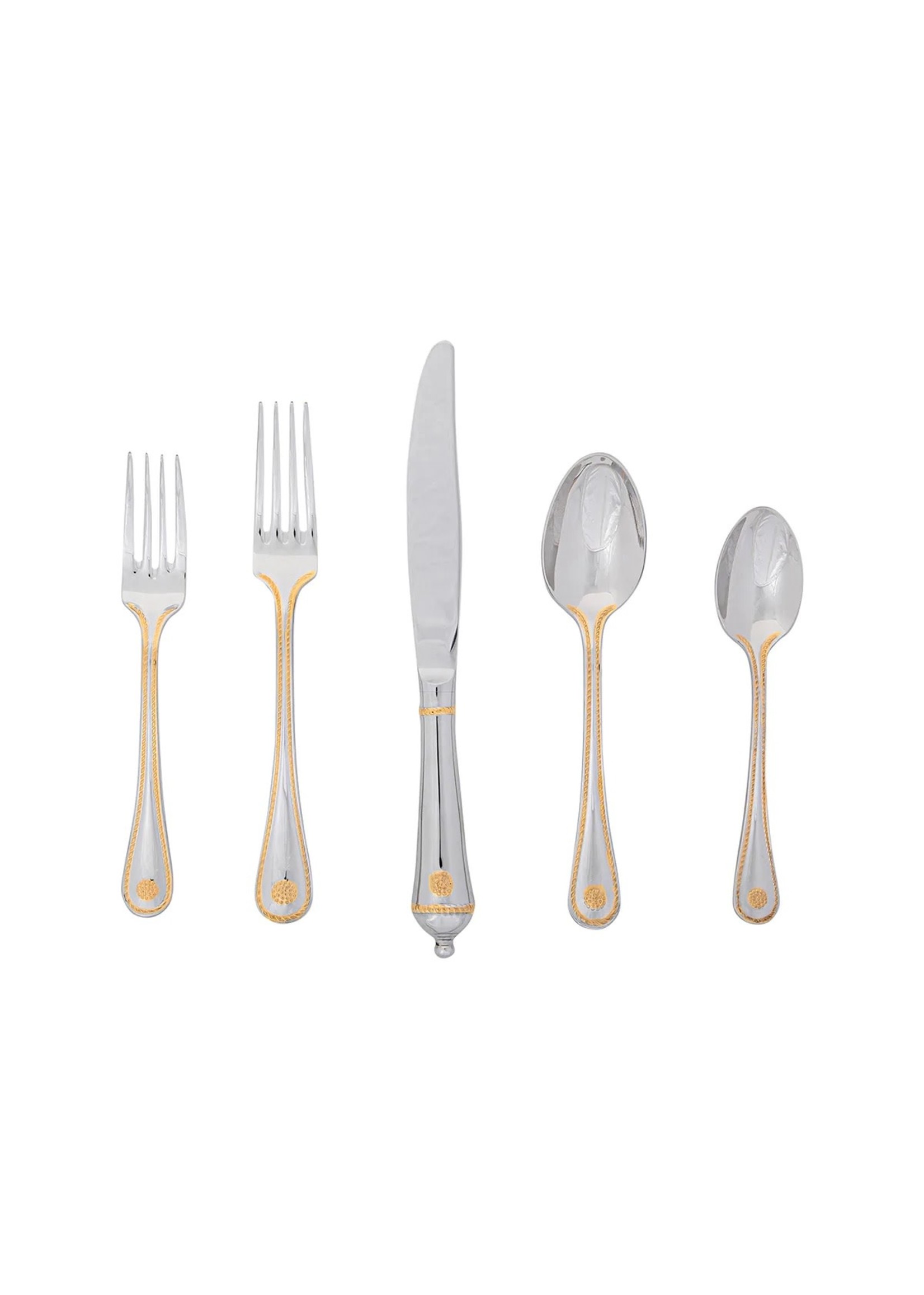 Juliska Berry & Thread Flatware Polished with Gold Accents Flatware 5pc Setting