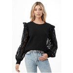 Dance & Marvel BLACK NEO SWEATER WITH LACE SLEEVES