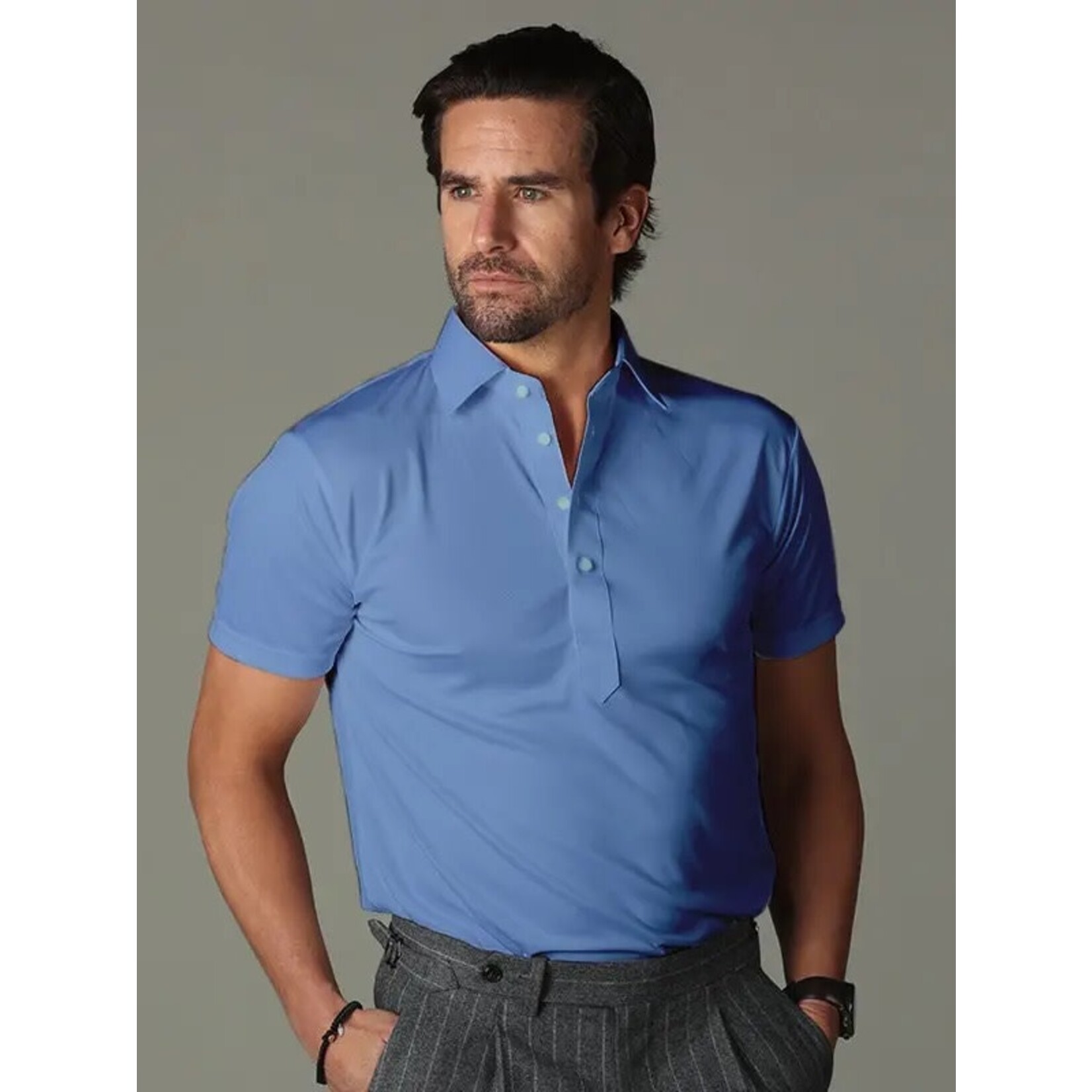 Collars & Co. Semi-Spread Collar Polo French Blue