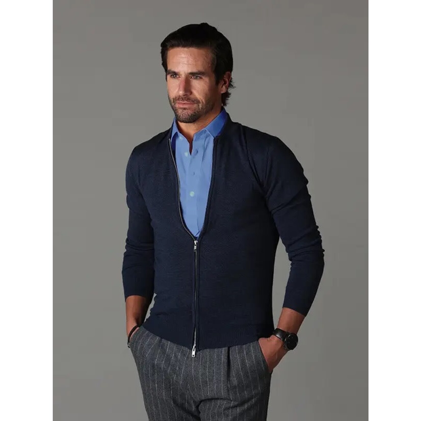Collars & Co. Semi-Spread Collar Polo French Blue