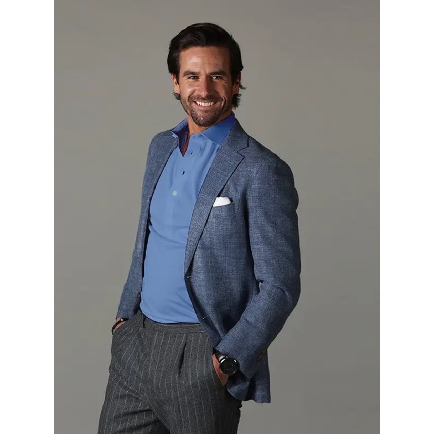 Collars & Co. Semi-Spread Collar Polo French Blue