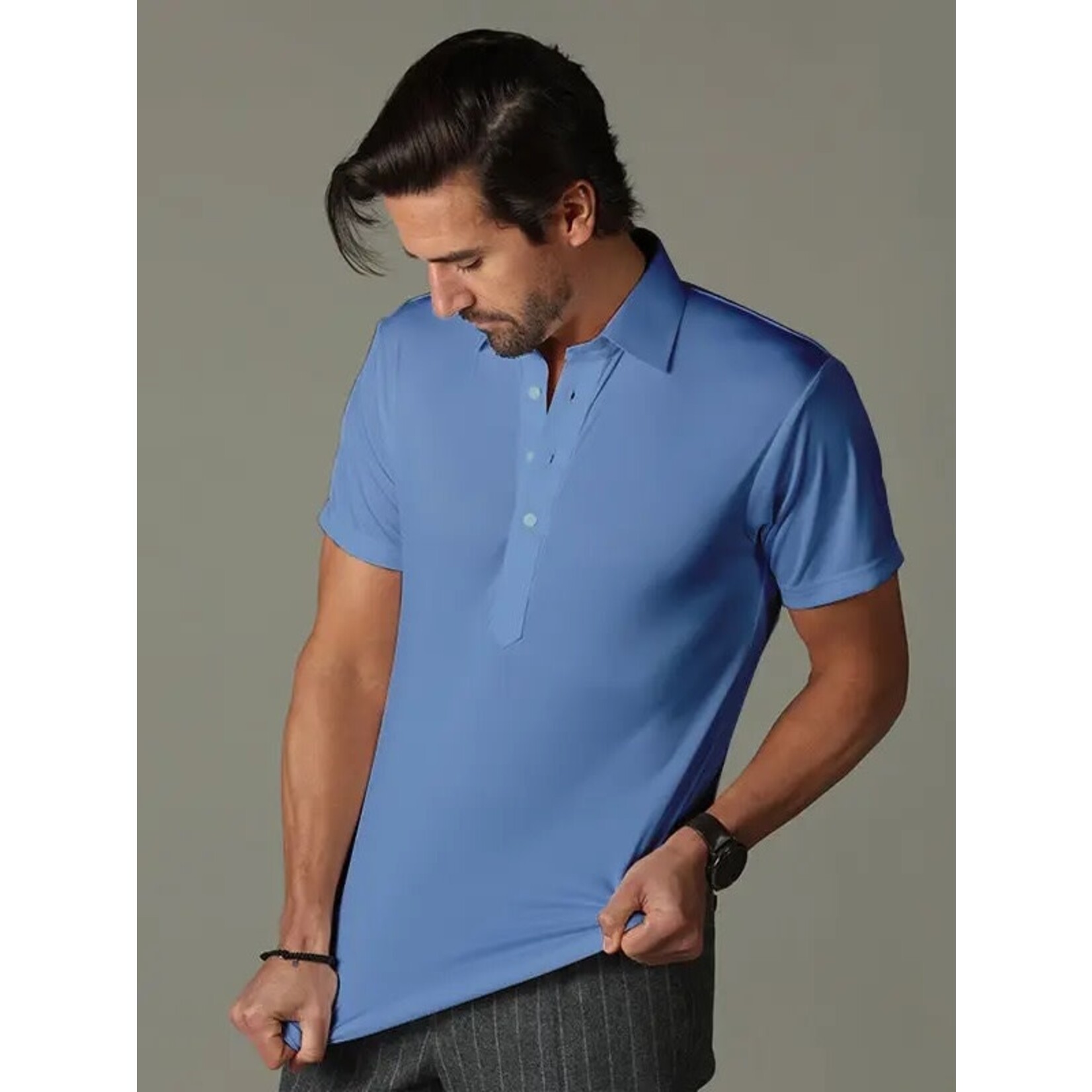 Collars & Co. Semi-Spread Collar Polo French Blue