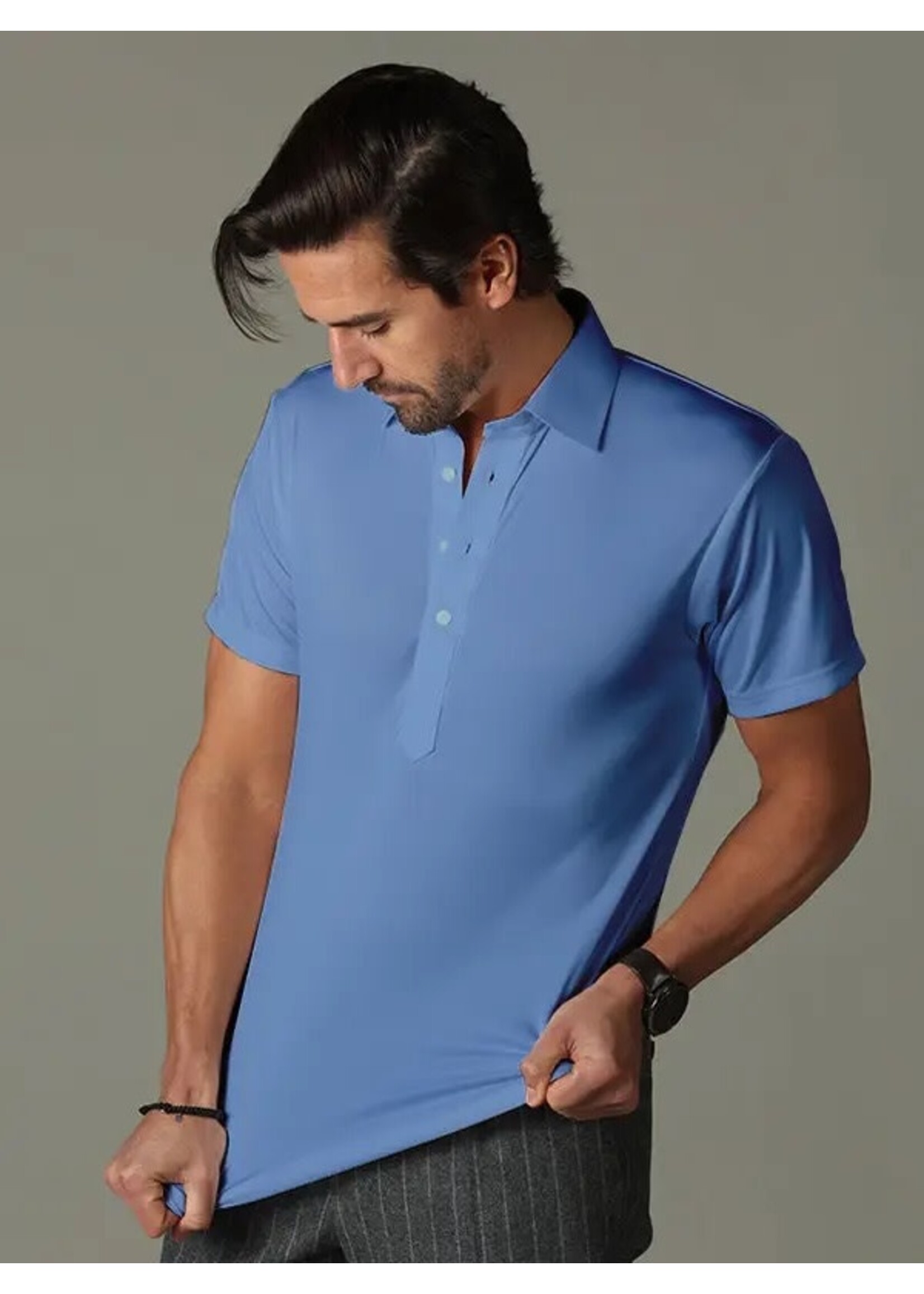Collars & Co. Semi-Spread Collar Polo French Blue