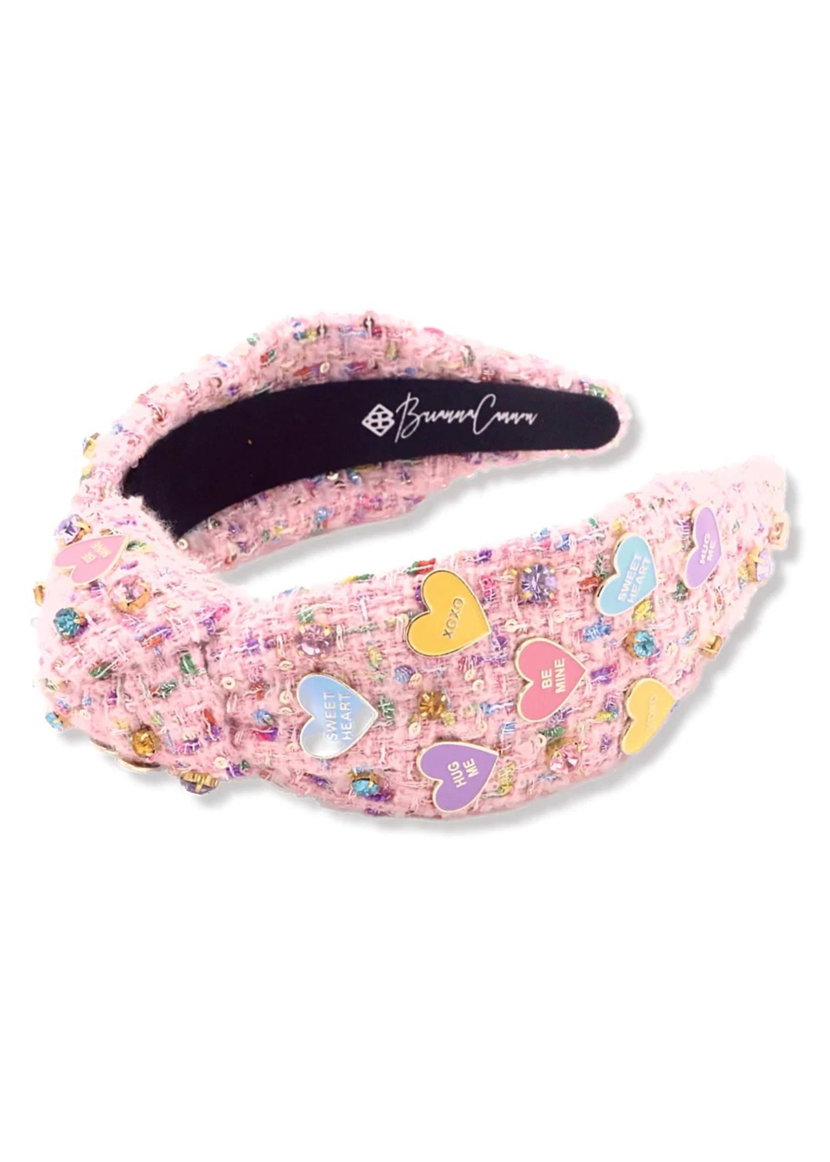 Brianna Cannon Adult Size Heart Candy Tweed Headband with Crystals