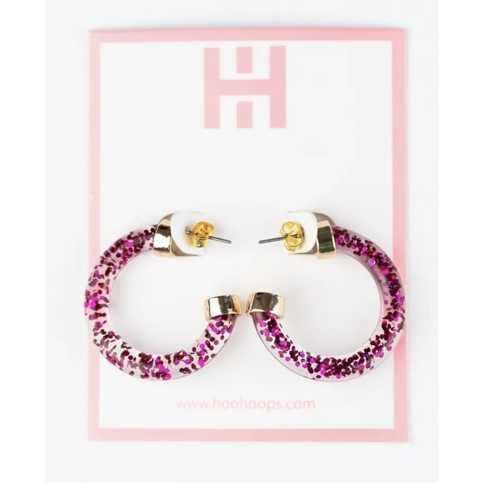 Hoo Hoops Dark Pink Glitter Mini Hoops