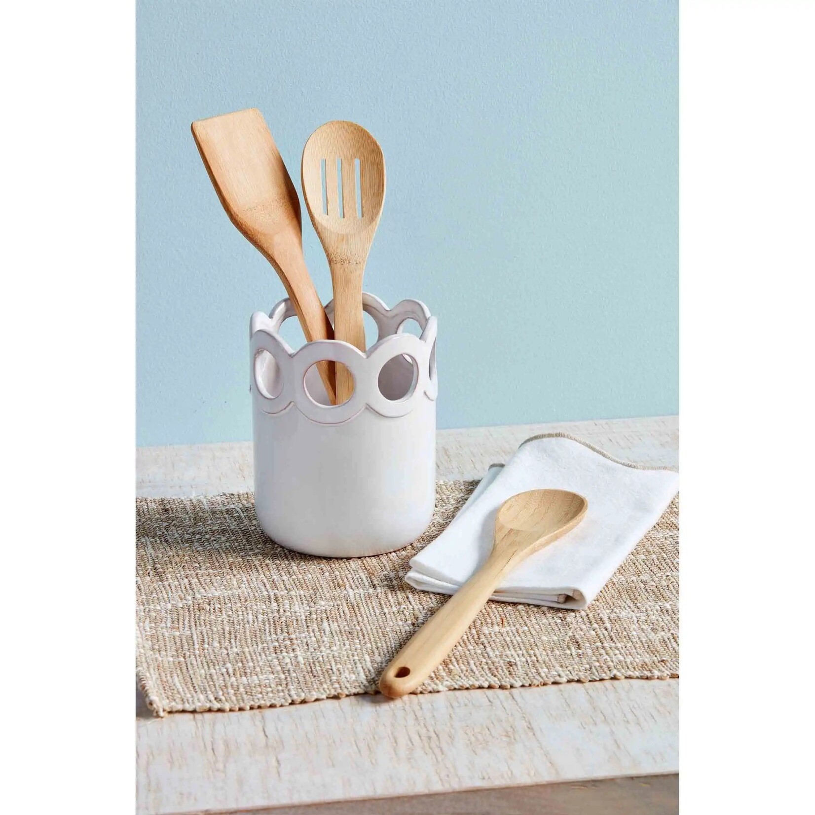 Mud Pie SCALLOPED EDGE UTENSIL HOLDER