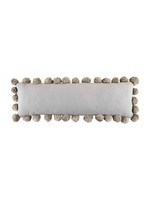 Mud Pie GRAY LONG POM POM PILLOW