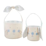 Mud Pie BUNNY CANVAS BASKETS BLUE SMALL