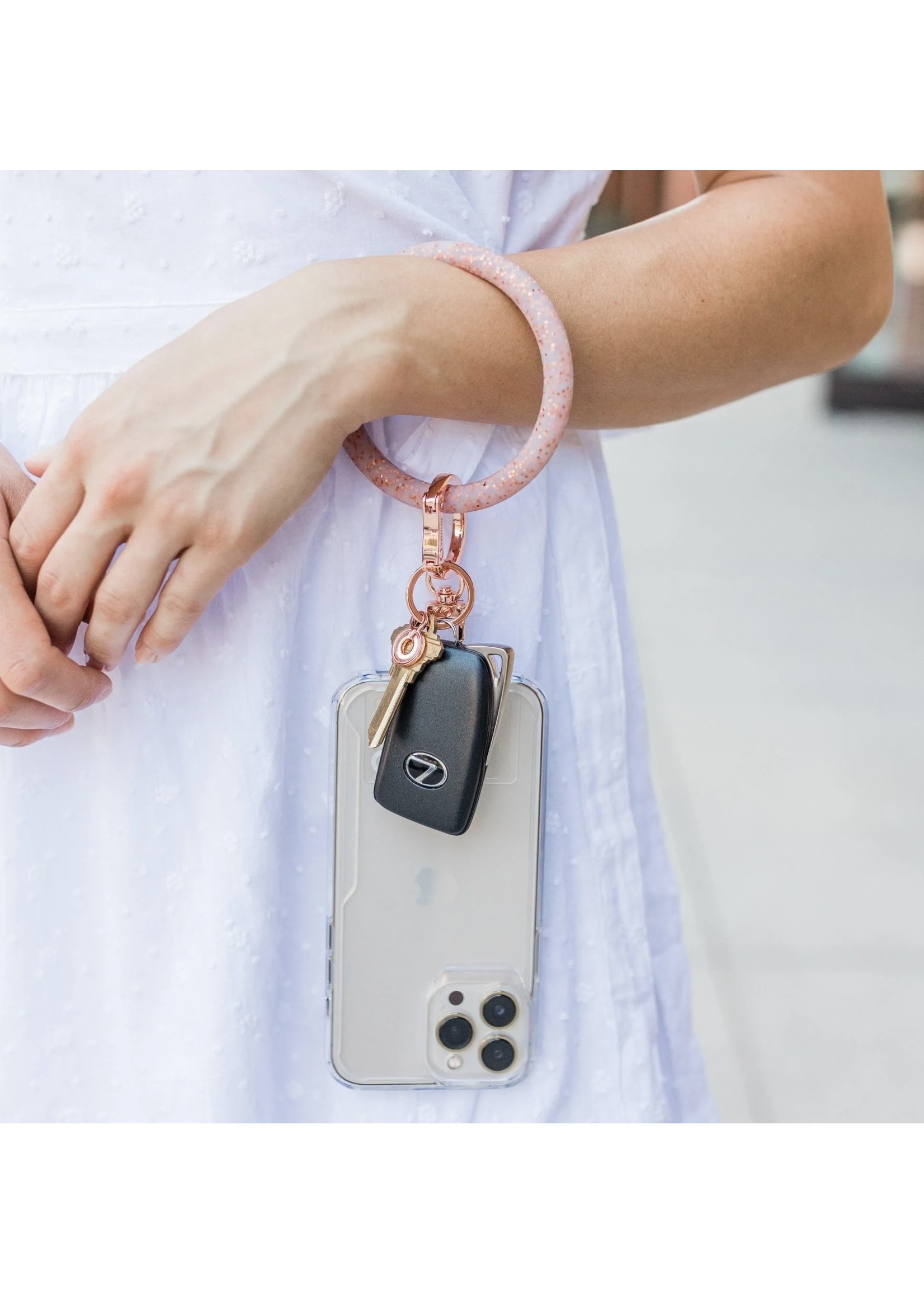 Oventure Big O Leather Key Ring - Rose Gold