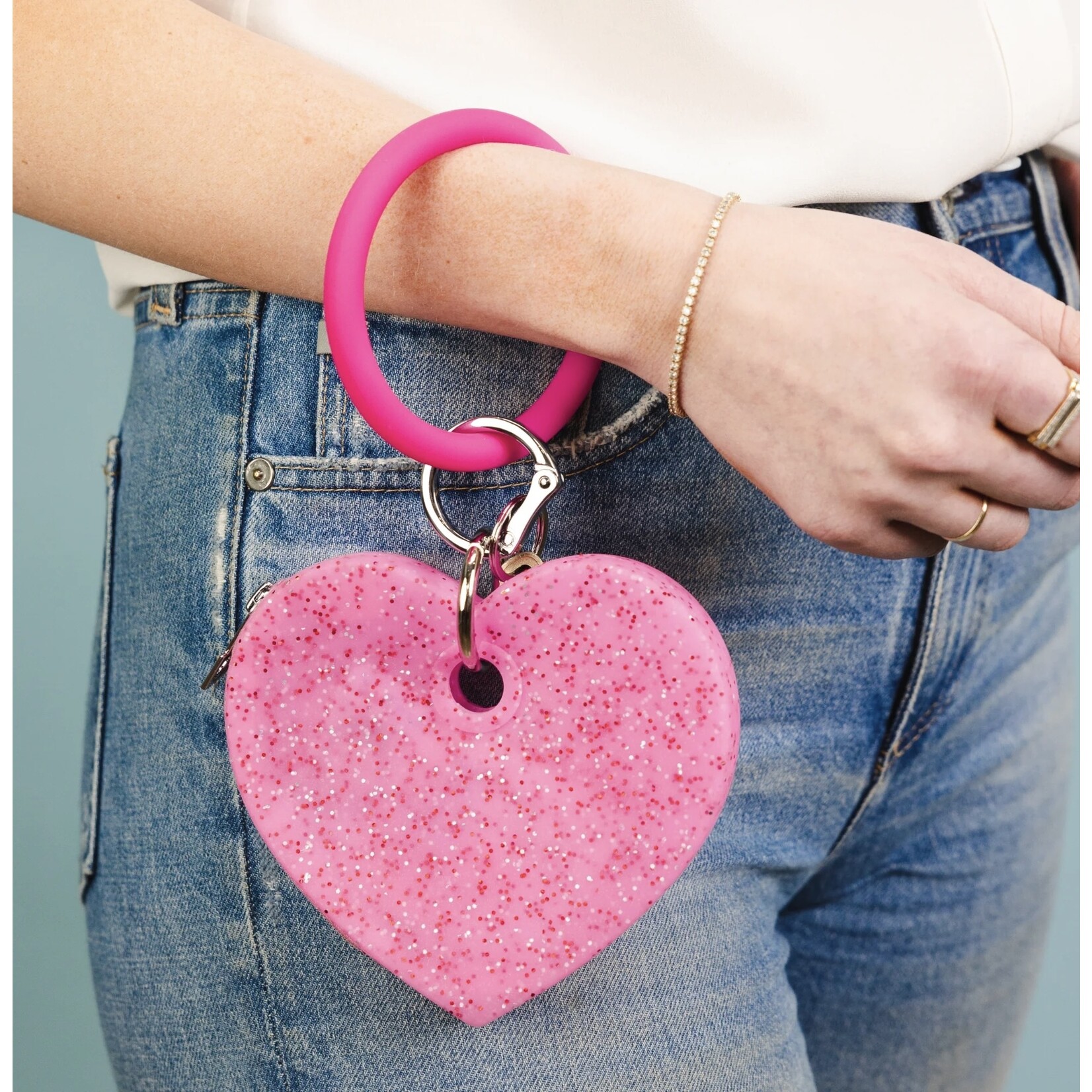 Oventure Silicone Heart Pouch Tickled Pink Confetti