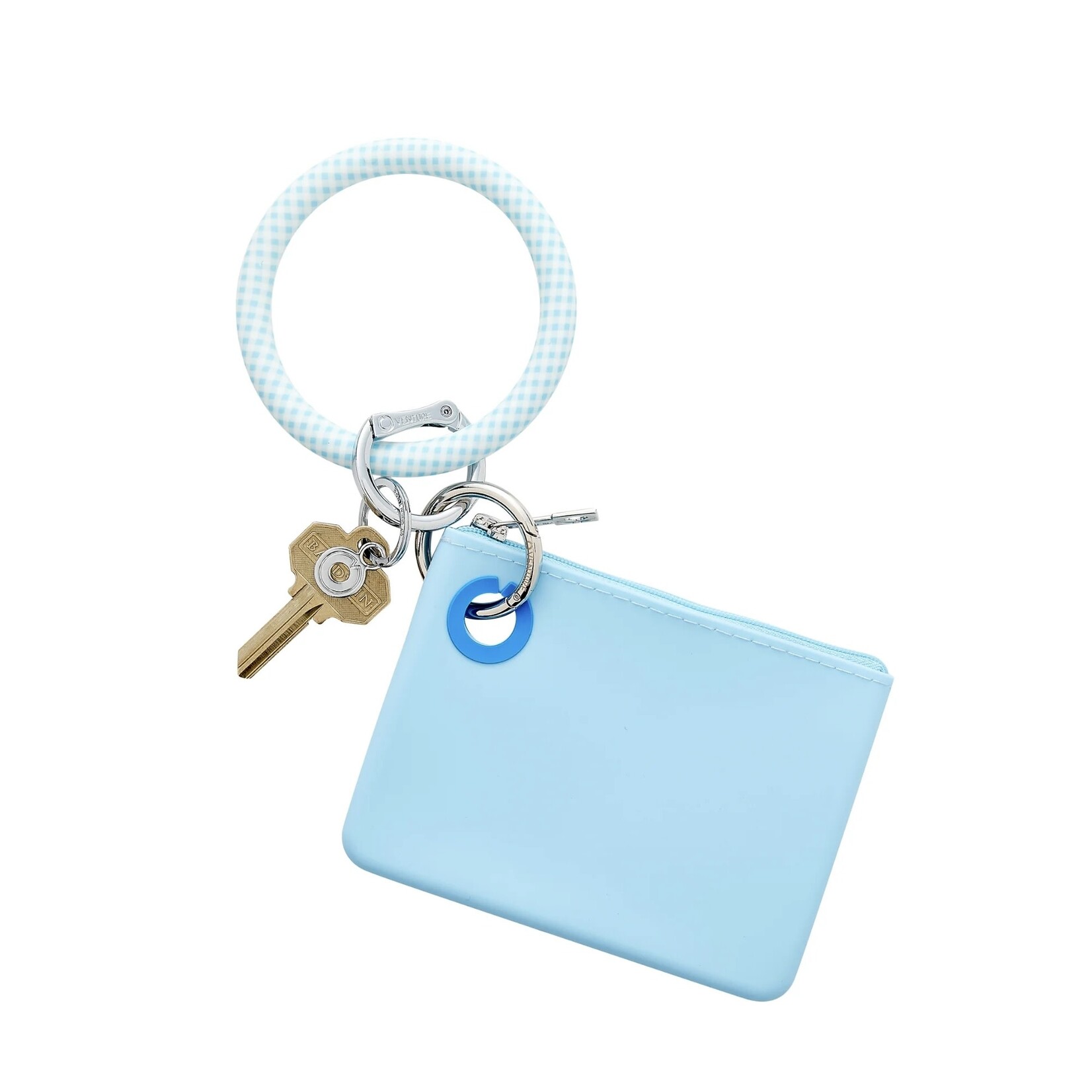 Oventure Silicone Big O® Key Ring - The Print Collection - Gingham Sweet Carolina Blue