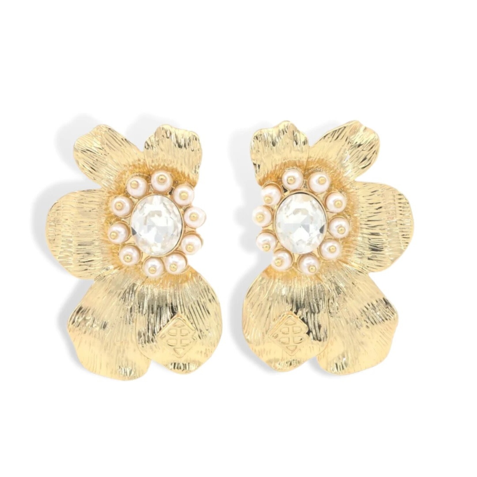 Brianna Cannon GOLDEN BLOOM STATEMENT EARRINGS IN WHITE