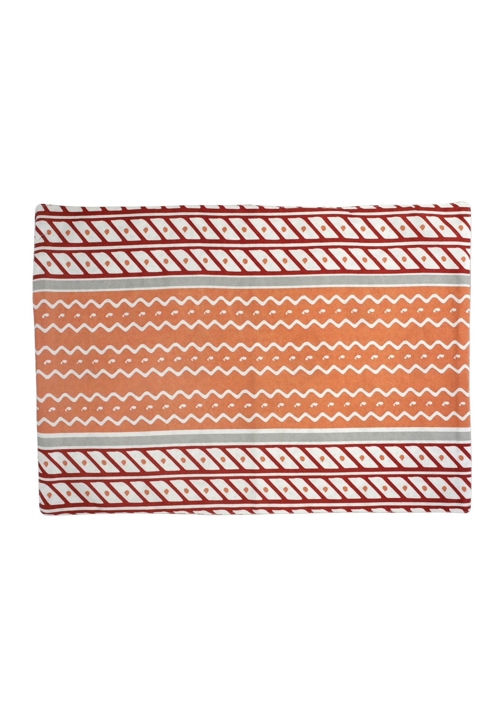 VIETRI Bohemian Linens Gray/Orange Reversible Placemats - Set of 4