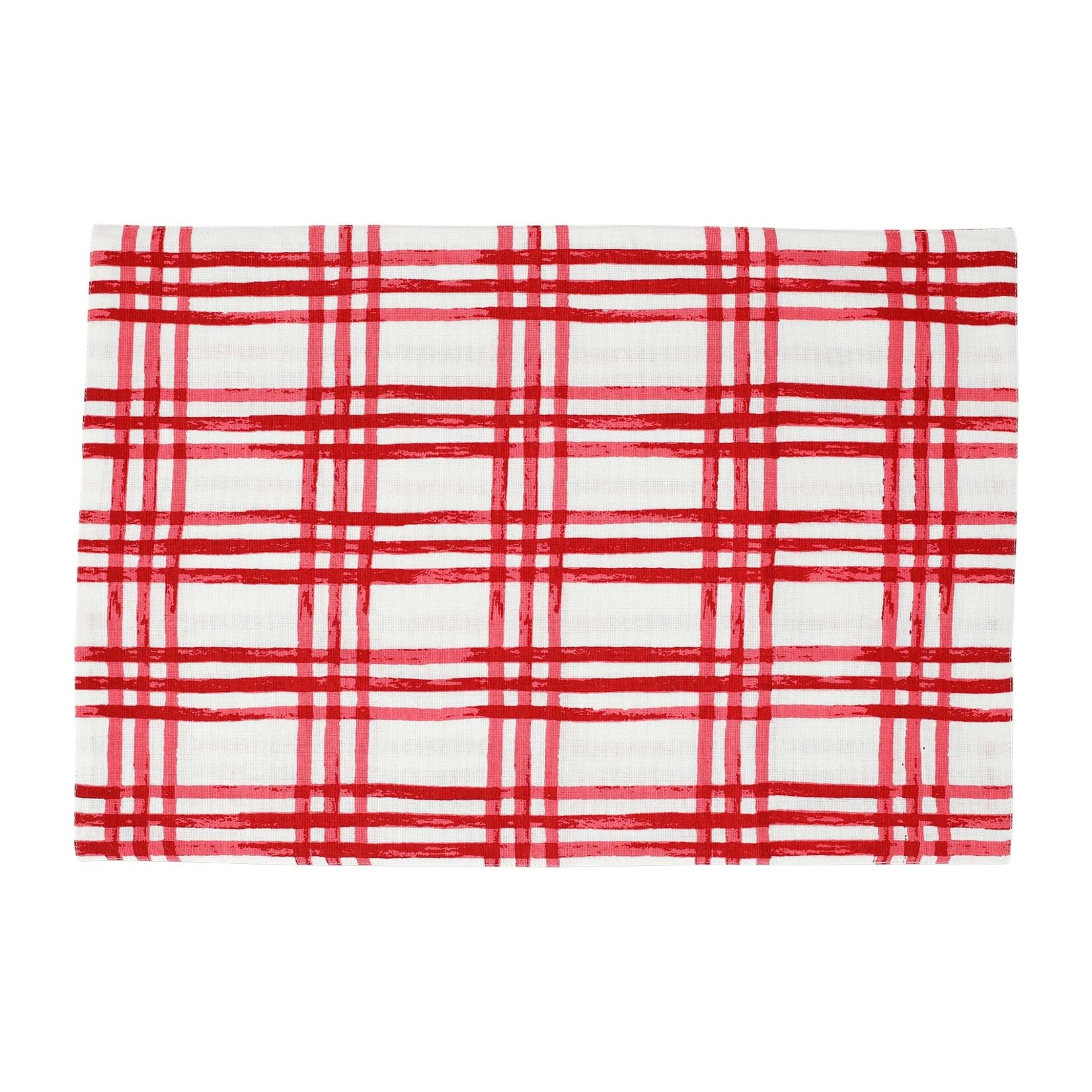 VIETRI Bohemian Linens Plaid Red/White Placemats - Set of 4
