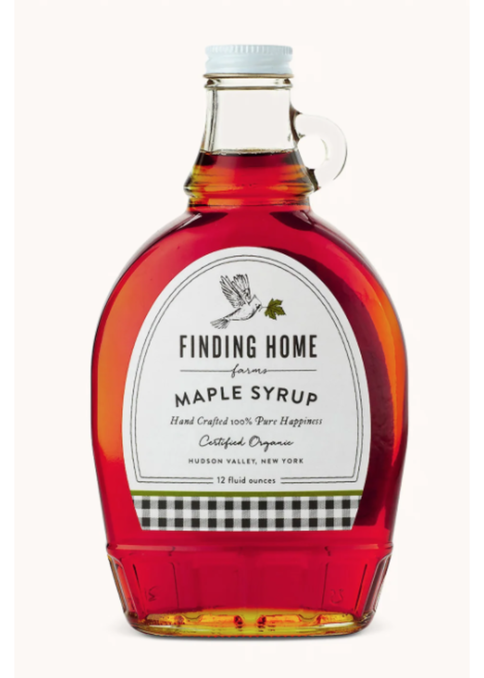 Finding Homes Farms 12 oz maple syrup in decorative glass bottle