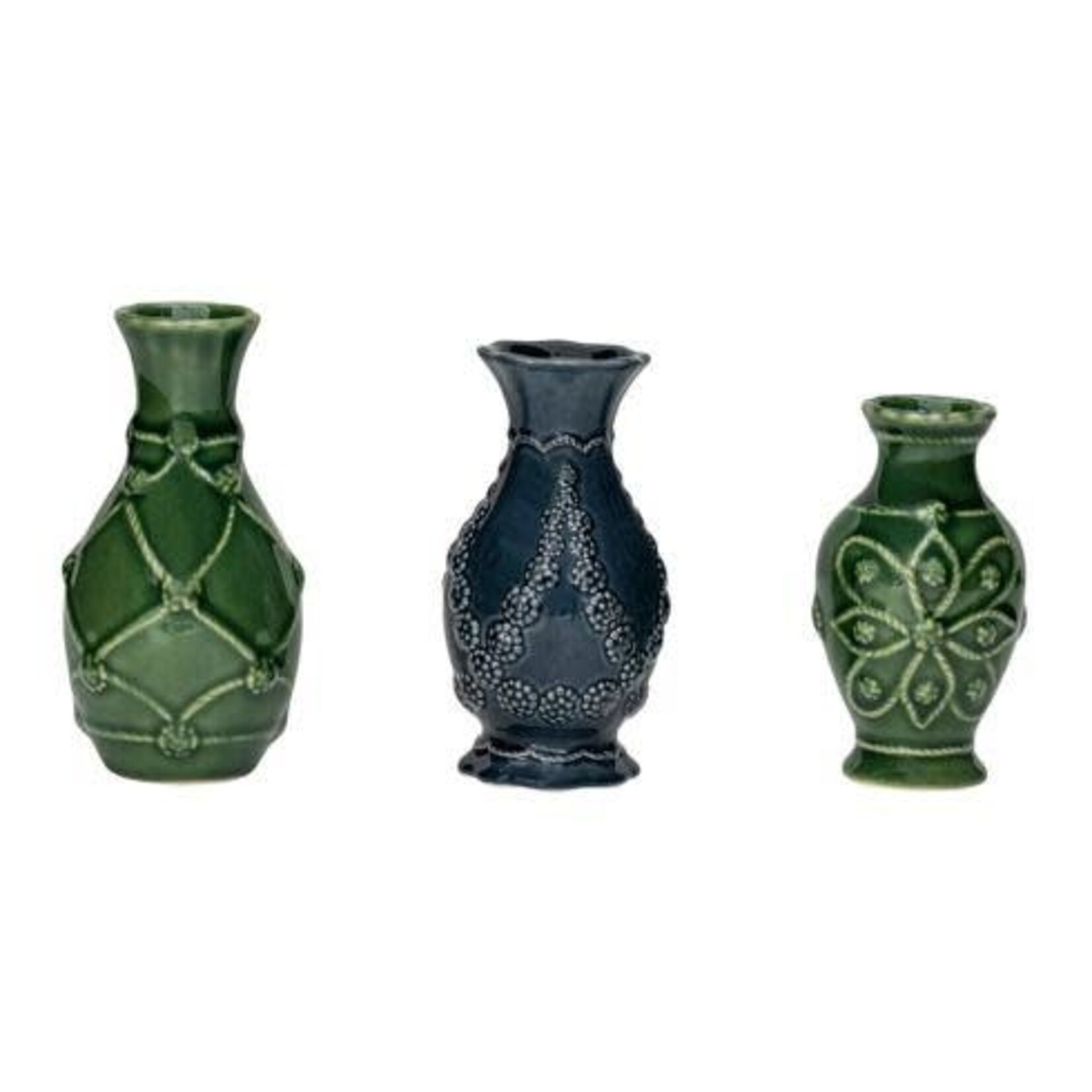 Juliska Veronica Beard Jardins Du Monde Green/Blue Mini Vase Trio