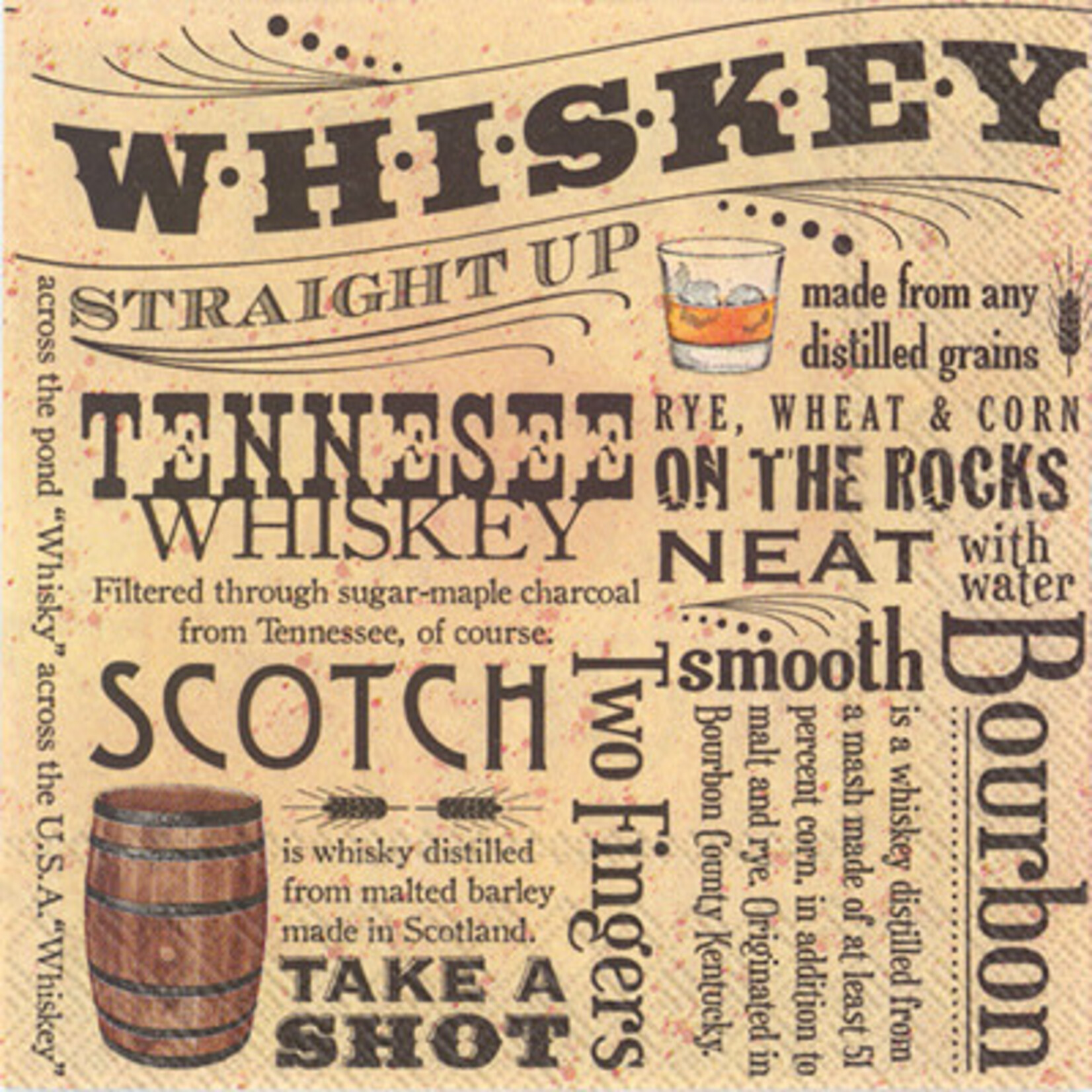 BOSTON INTERNATIONAL WHISKEY COCKTAIL NAPKIN