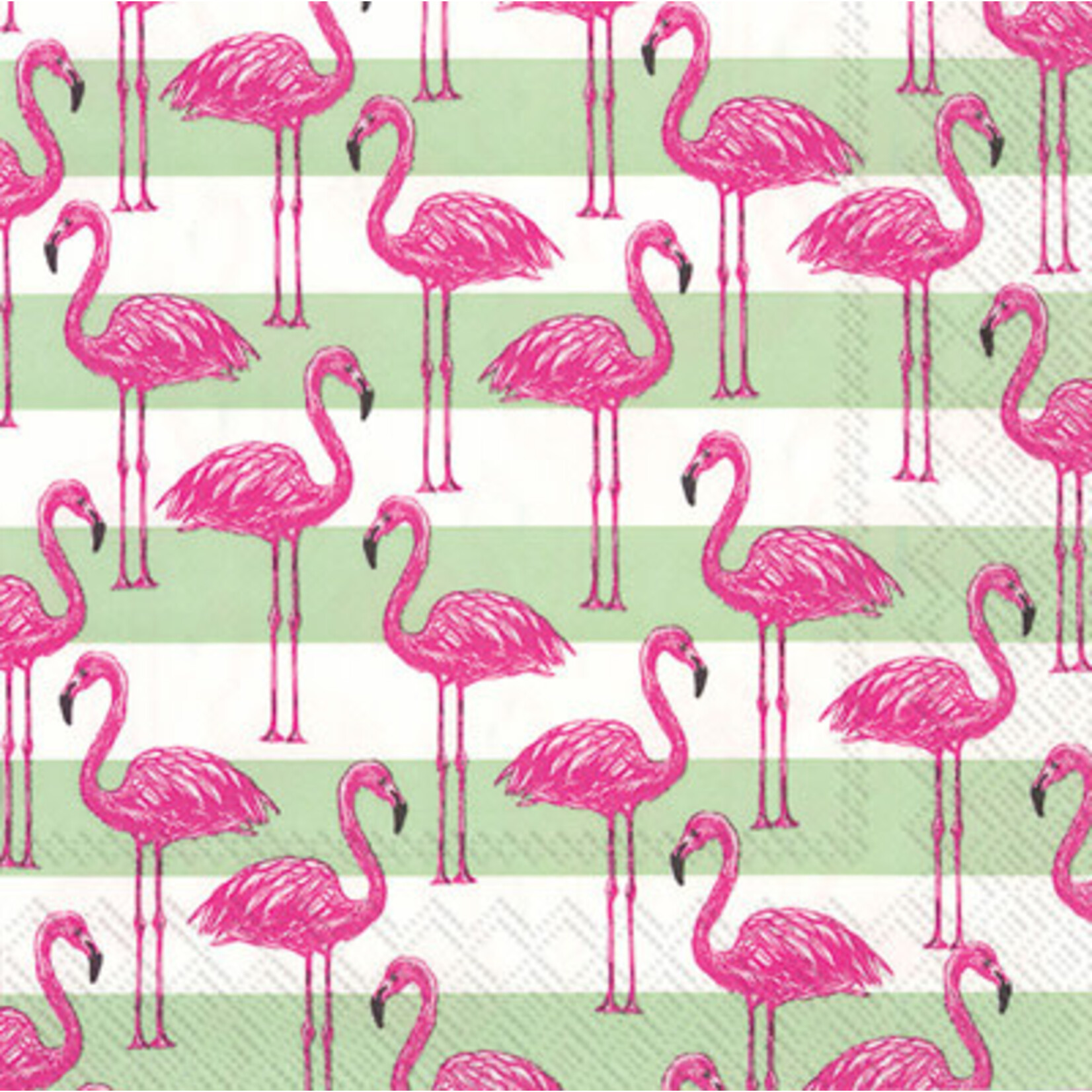 BOSTON INTERNATIONAL ROSANNE BECK FLAMINGO STRIPE COCKTAIL NAPKIN